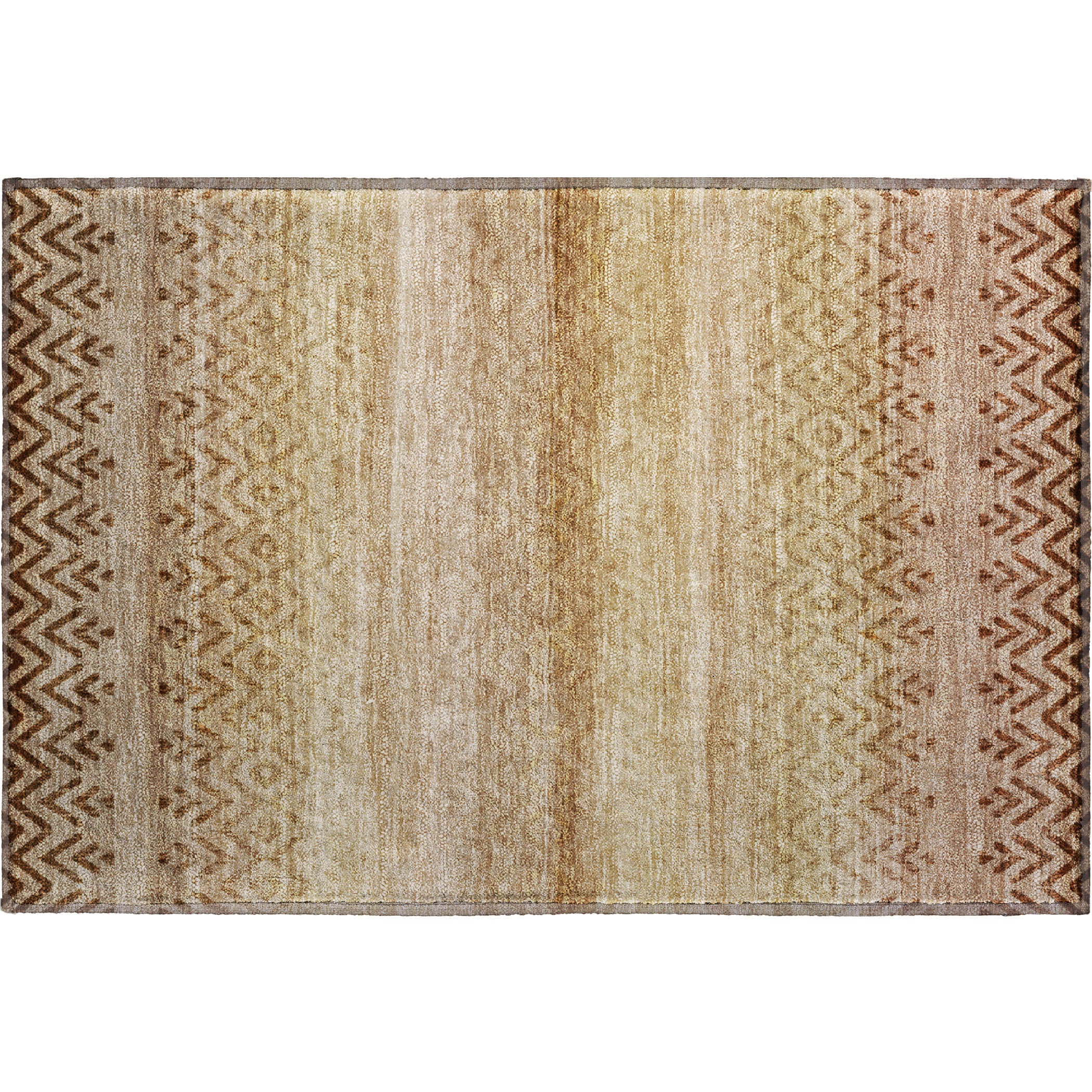 Queenstown Machine Washable Transitional Beige Brown Rug 1'8" x 2'6" #shape_Rectangle