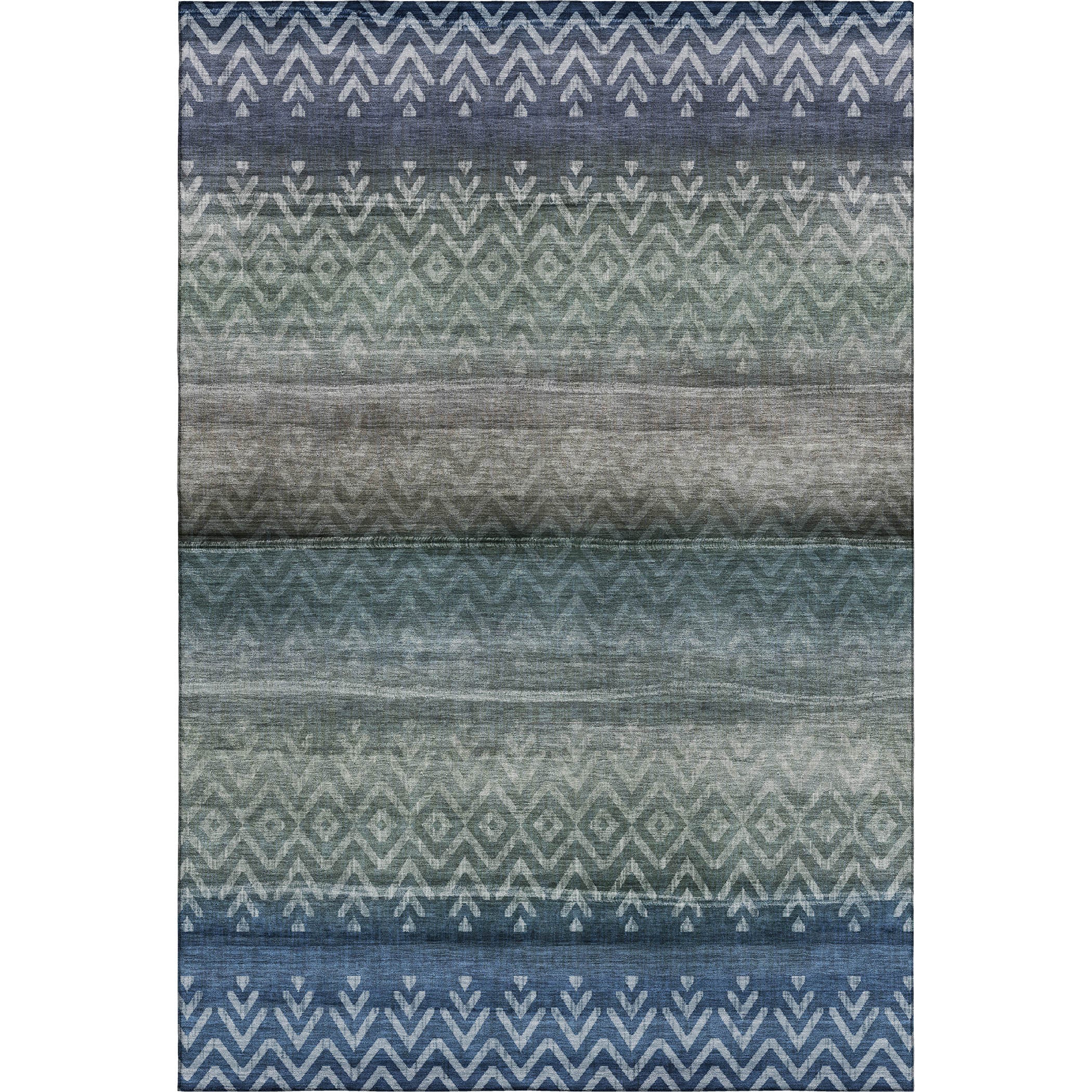 Queenstown Machine Washable Transitional Blue Rug 2'6" x 3'10" #shape_Rectangle