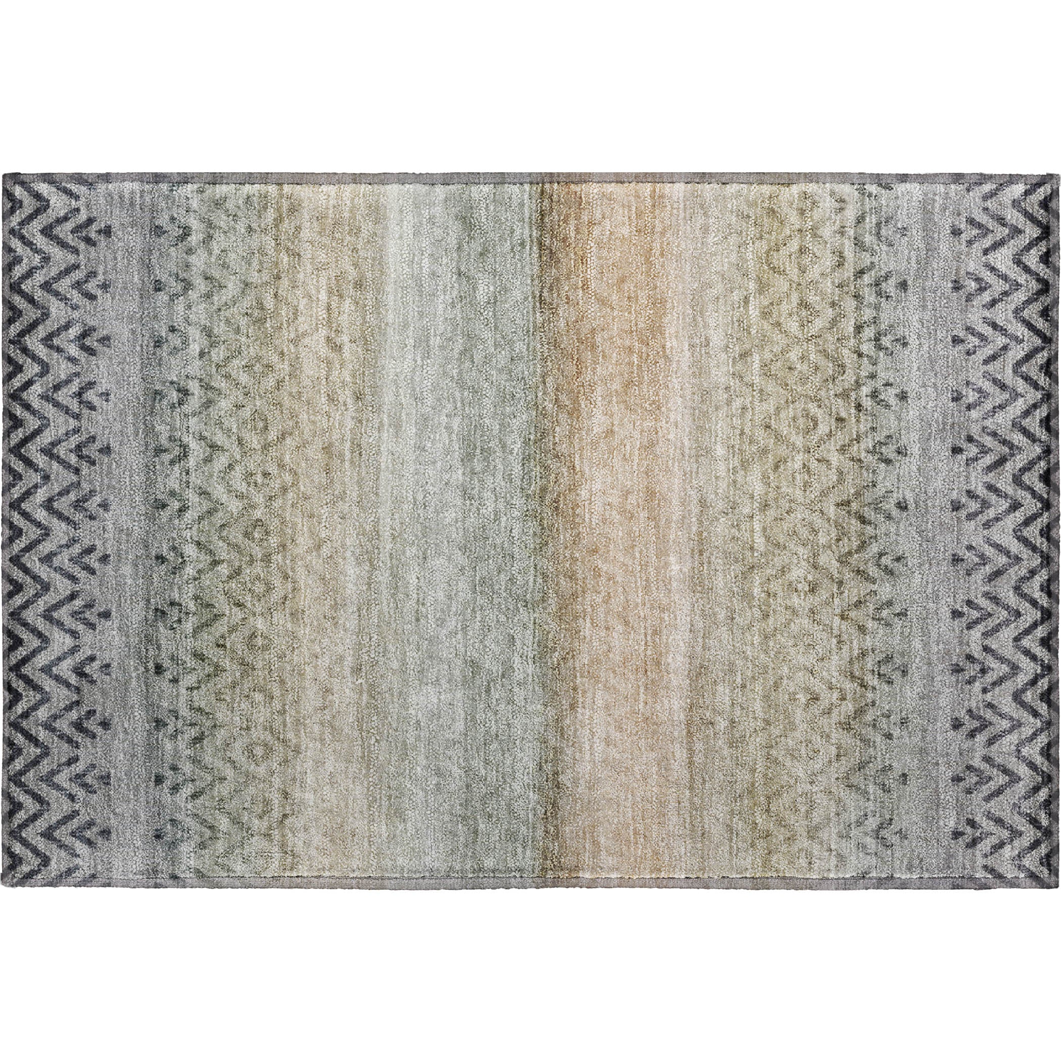 Queenstown Machine Washable Transitional Gray Rug 1'8" x 2'6" #shape_Rectangle