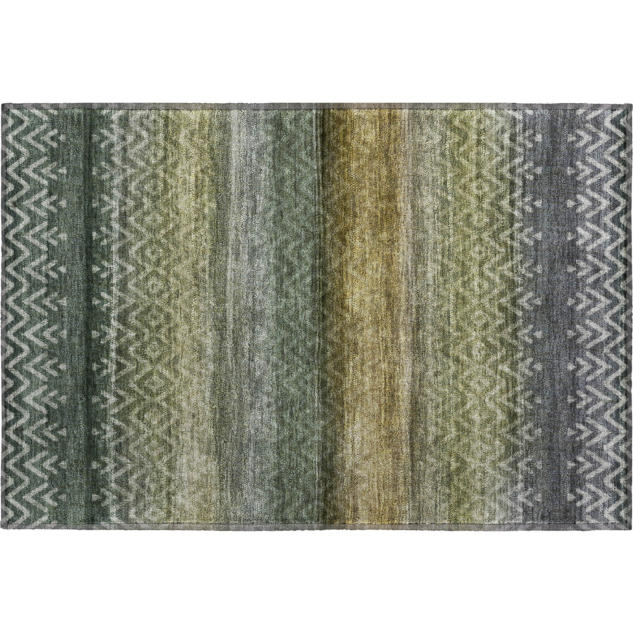Queenstown Machine Washable Transitional Green Rug 1'8" x 2'6" #shape_Rectangle