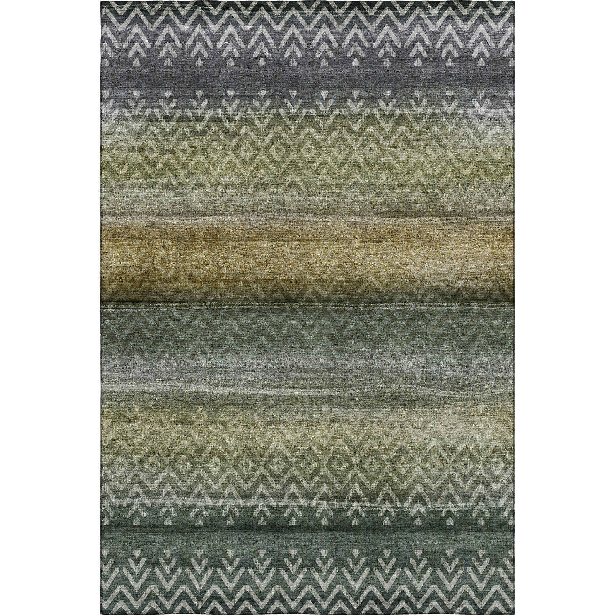 Queenstown Machine Washable Transitional Green Rug 2'6" x 3'10" #shape_Rectangle