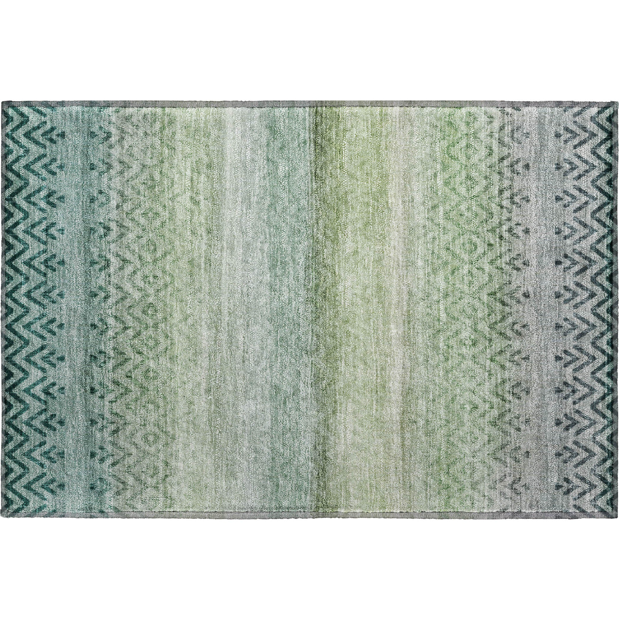 Queenstown Machine Washable Transitional Teal Rug 1'8" x 2'6" #shape_Rectangle