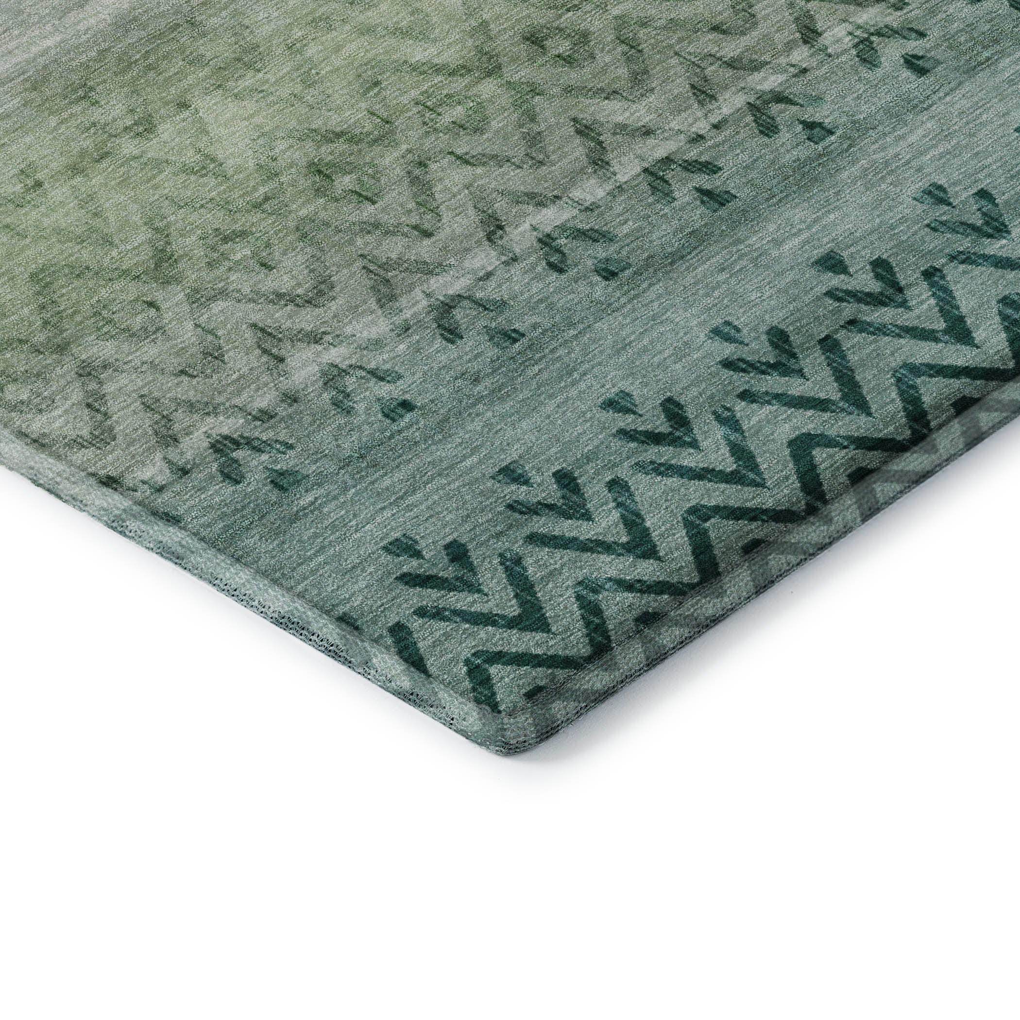 Queenstown Machine Washable Transitional Teal Rug 1'8" x 2'6" #shape_Rectangle