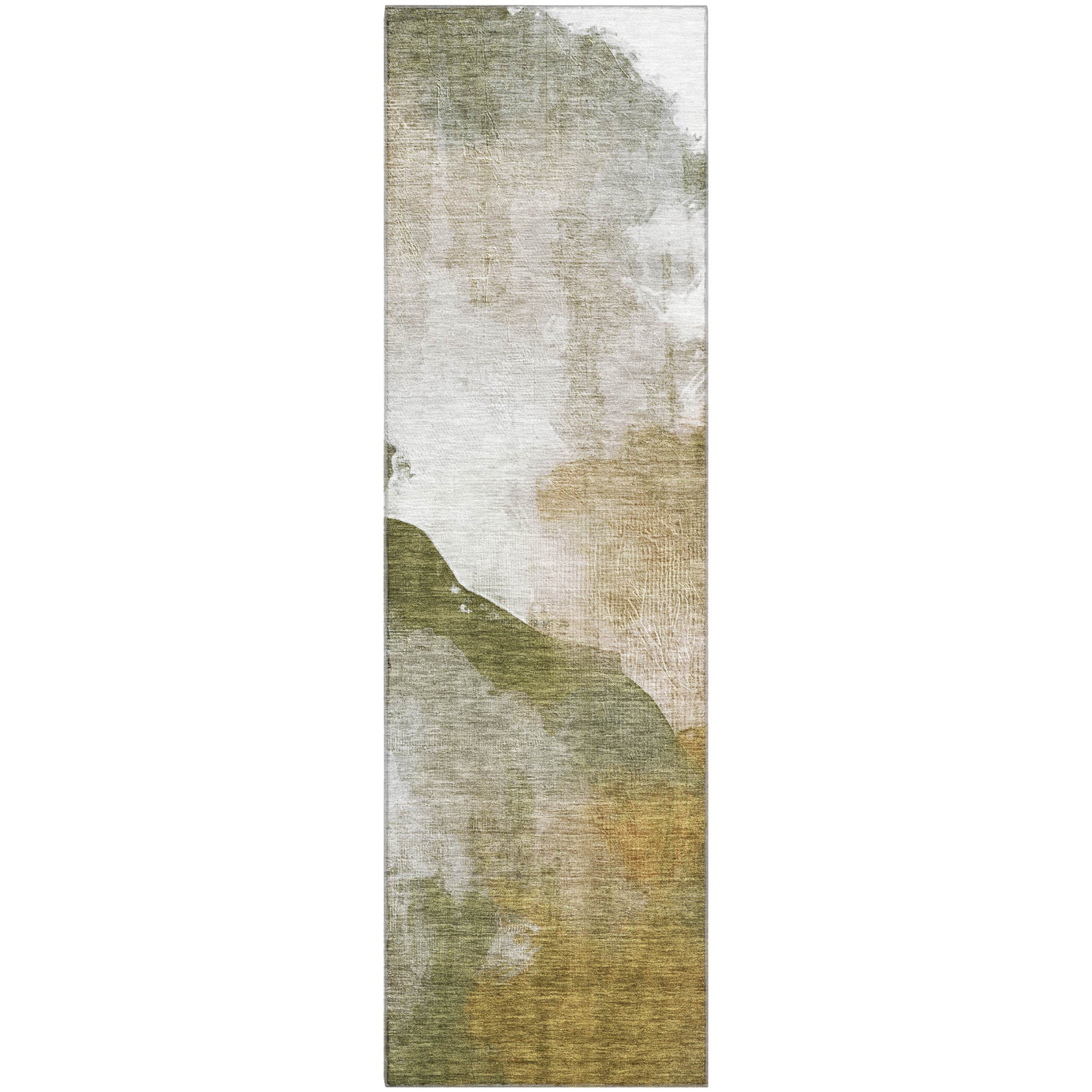 Cairo Machine Washable Transitional Green Rug 2'3" x 7'6" #shape_Runner