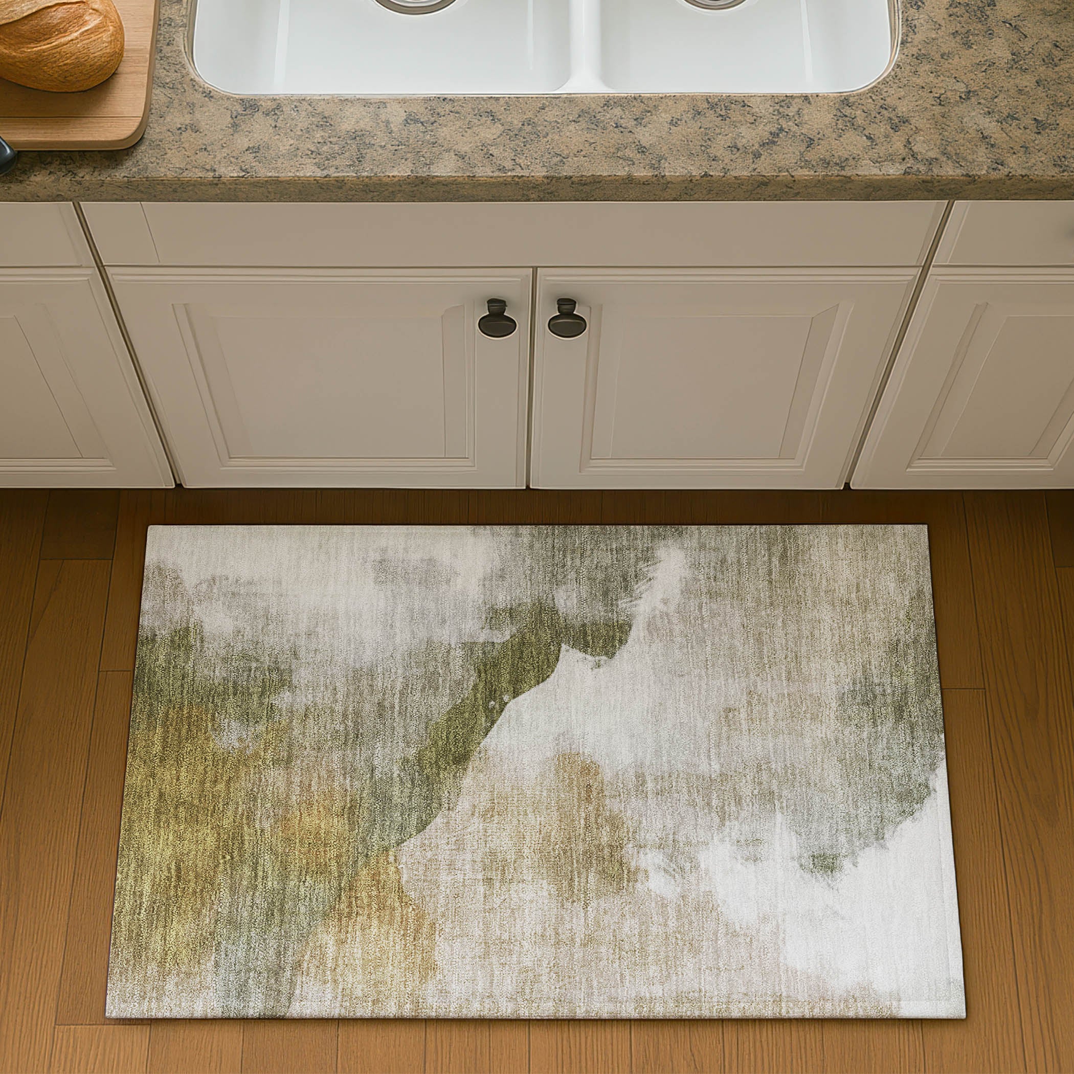 Cairo Machine Washable Transitional Green Rug 1'8" x 2'6" #shape_Rectangle