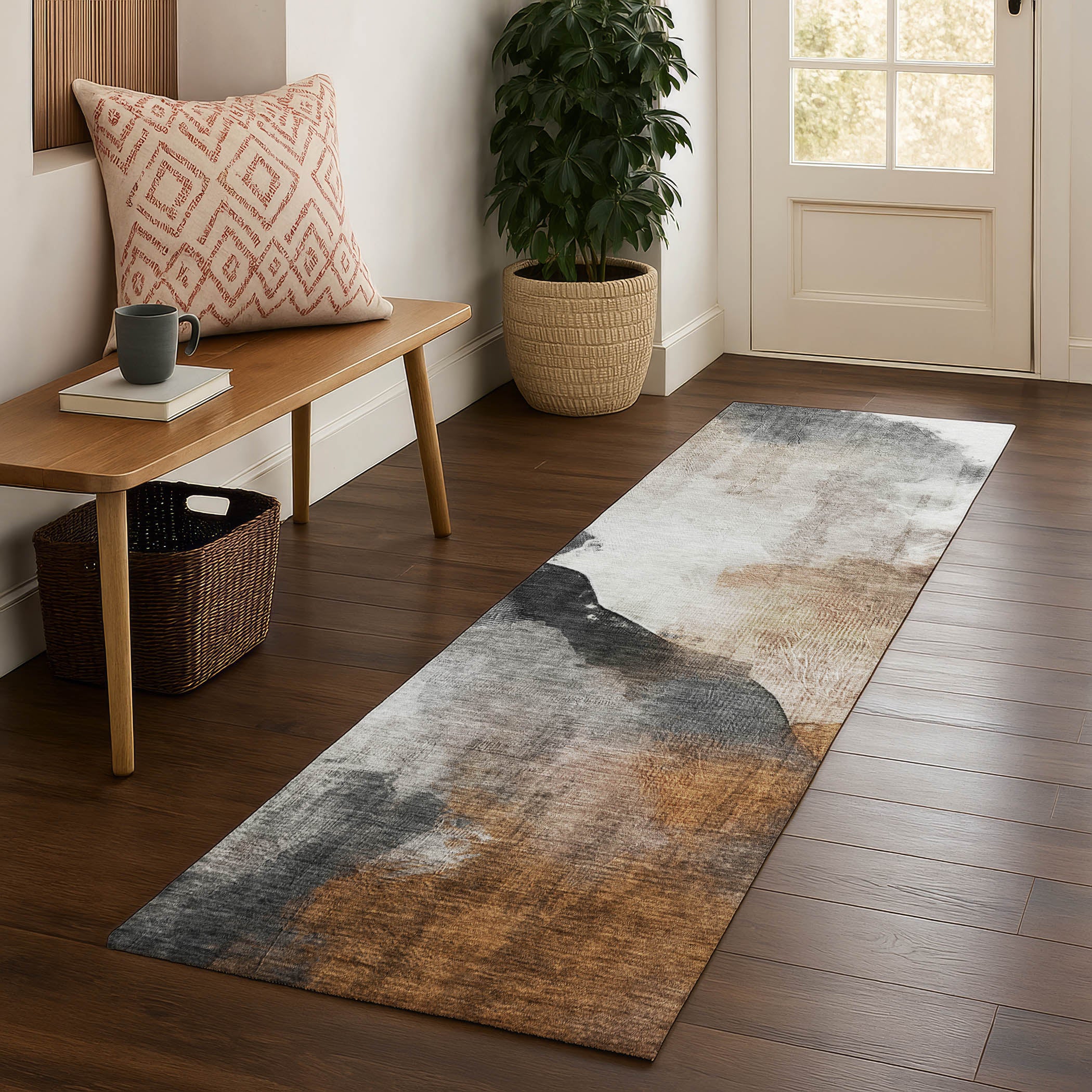 Cairo Machine Washable Transitional Paprika Orange Rug 2'3" x 7'6" #shape_Runner