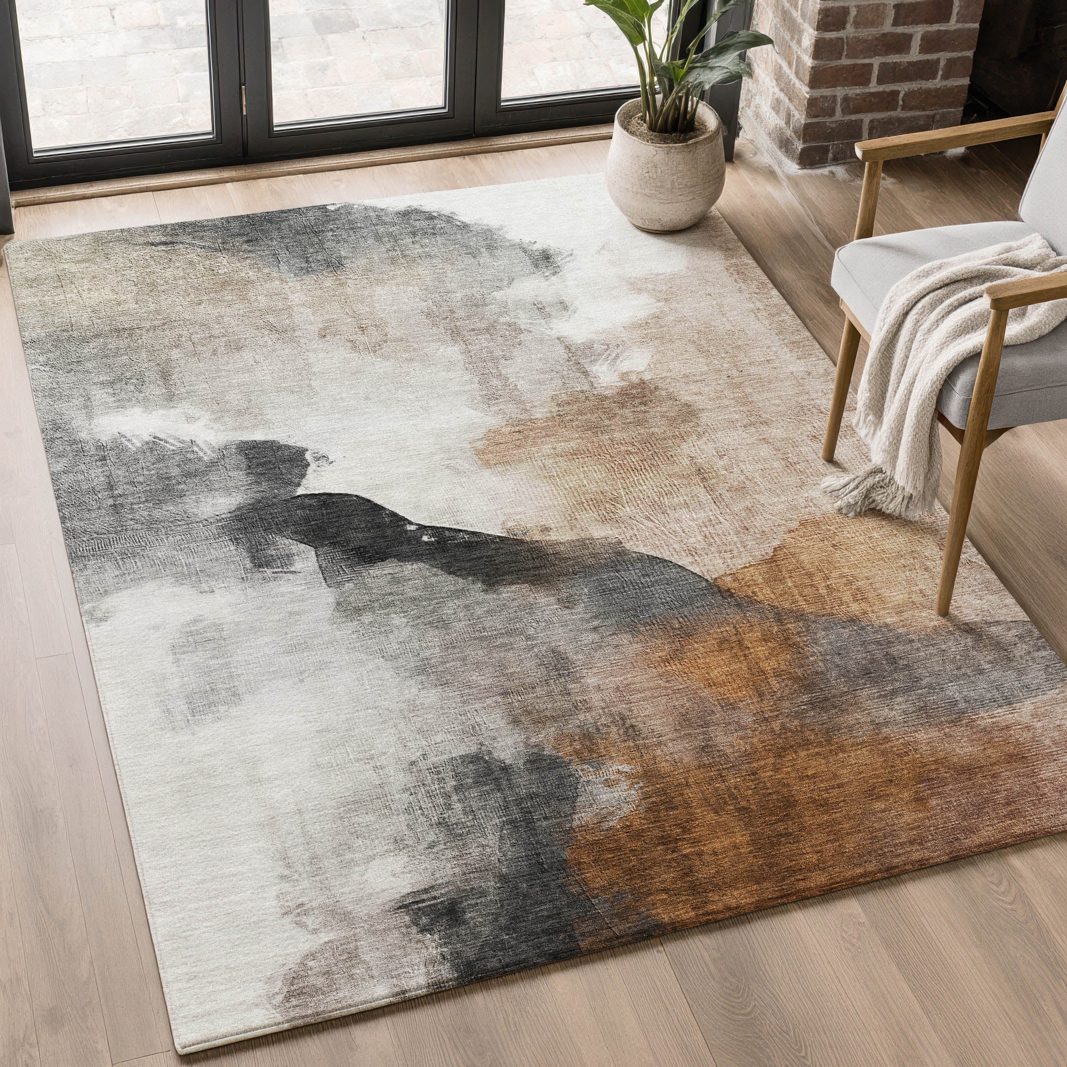 Cairo Machine Washable Transitional Paprika Orange Rug 2'6" x 3'10" #shape_Rectangle