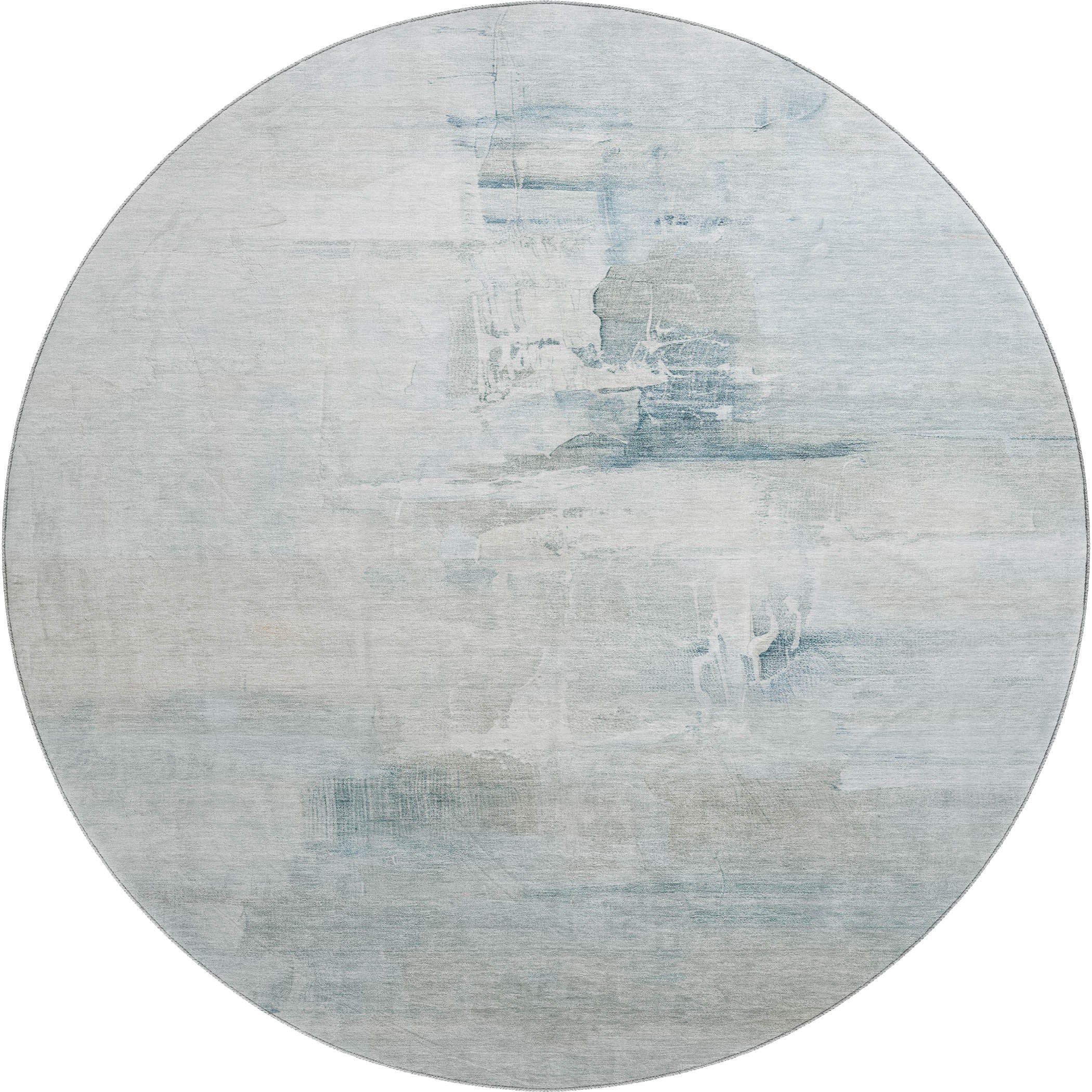 Sarajevo Machine Washable Transitional Sky Blue Rug 8' x 8' #shape_Round