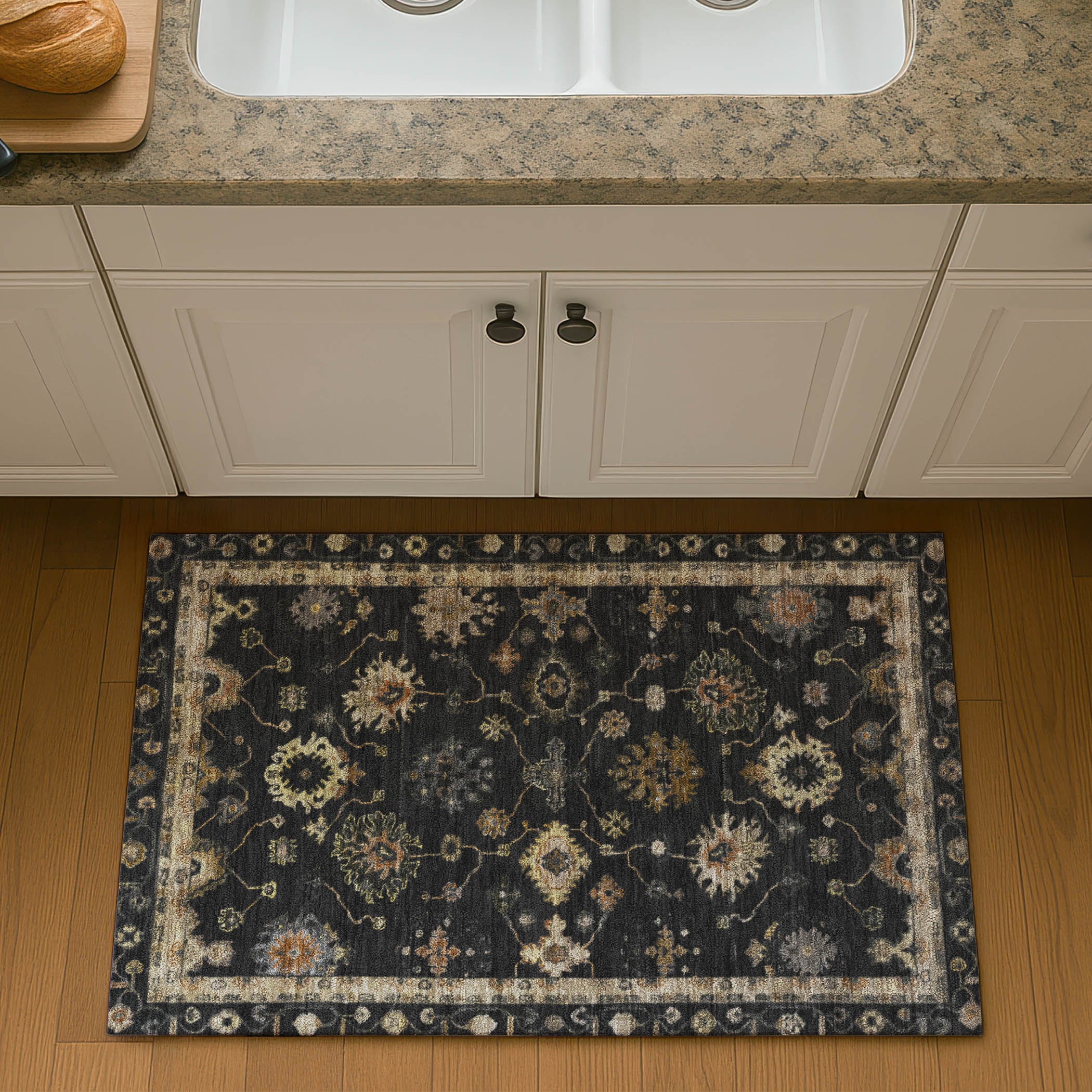 Ghent Machine Washable Traditional Black Rug 1'8" x 2'6" #shape_Rectangle