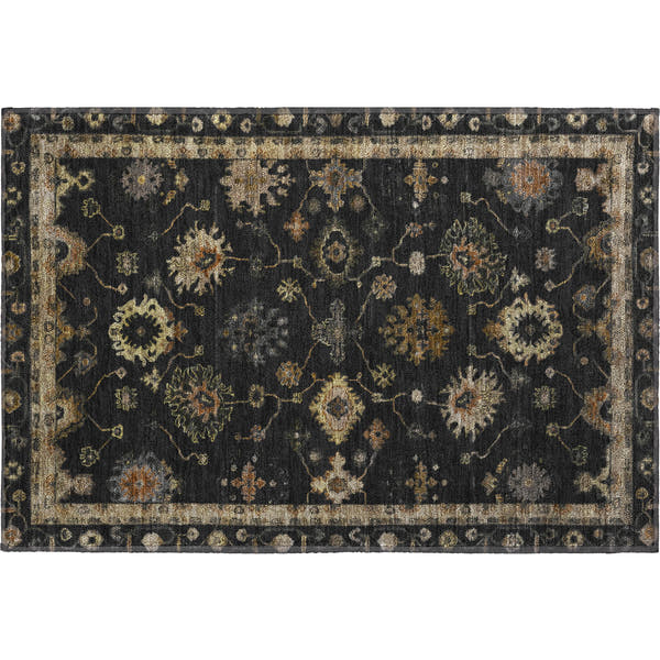 Ghent Machine Washable Traditional Black Rug 1'8" x 2'6"