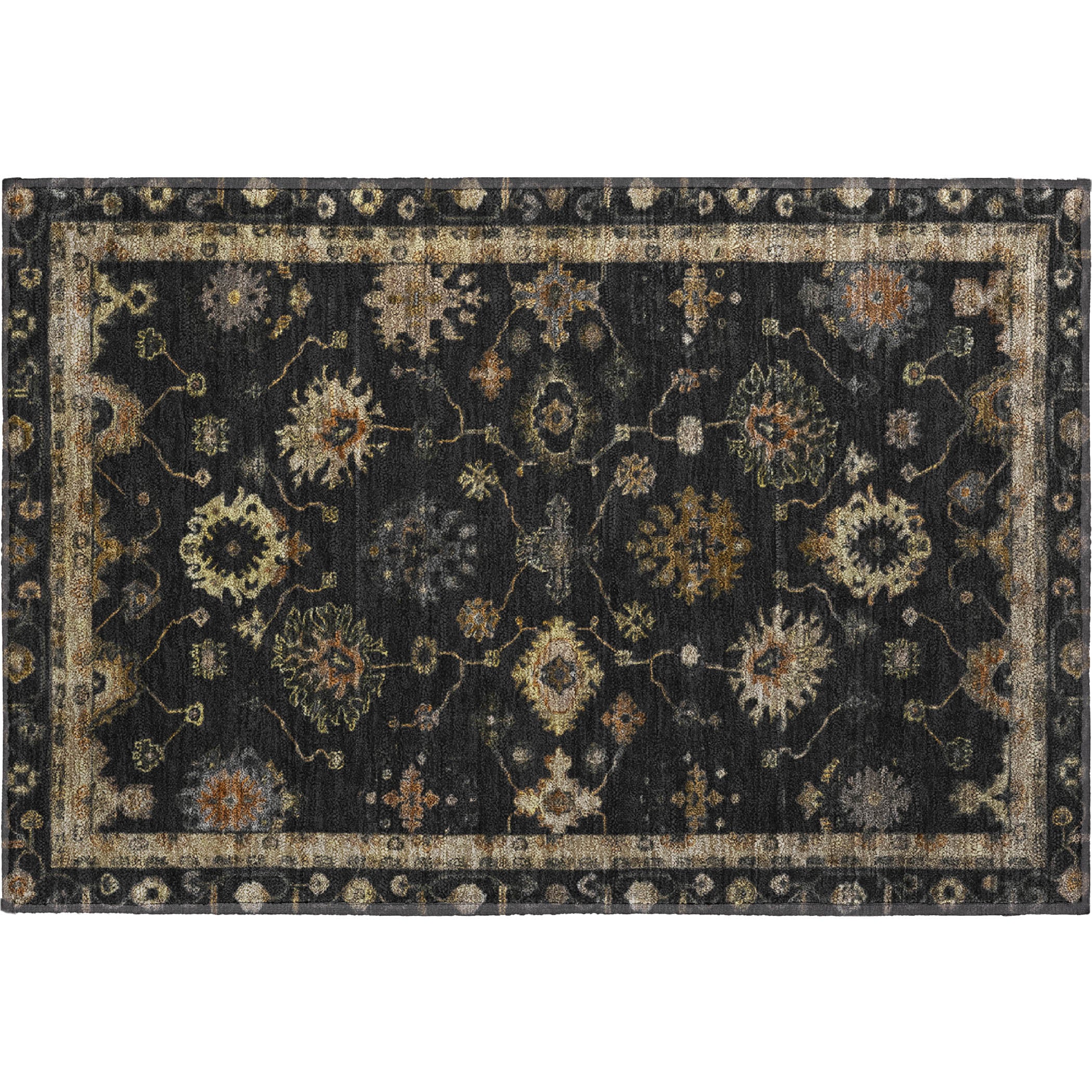 Ghent Machine Washable Traditional Black Rug 1'8" x 2'6" #shape_Rectangle