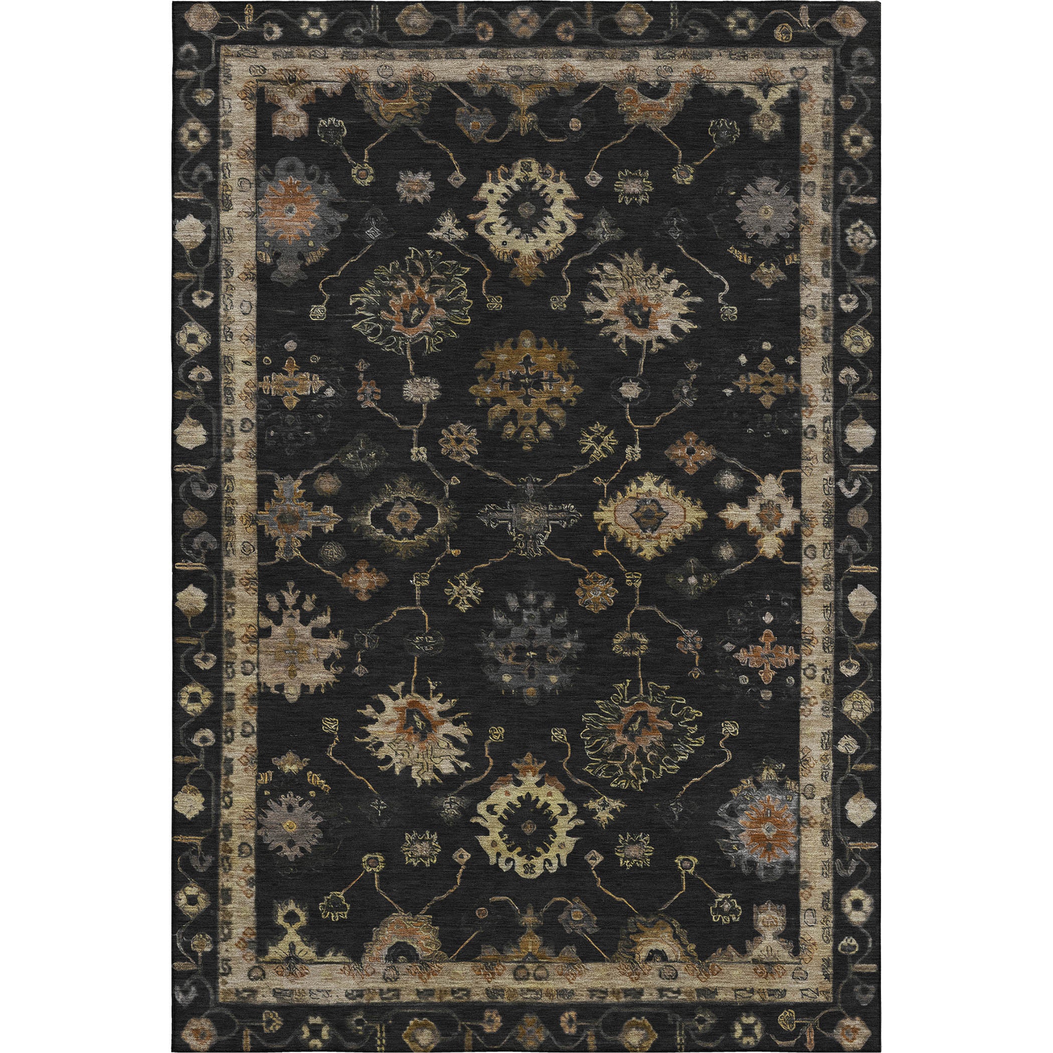 Ghent Machine Washable Traditional Black Rug 2'6" x 3'10" #shape_Rectangle