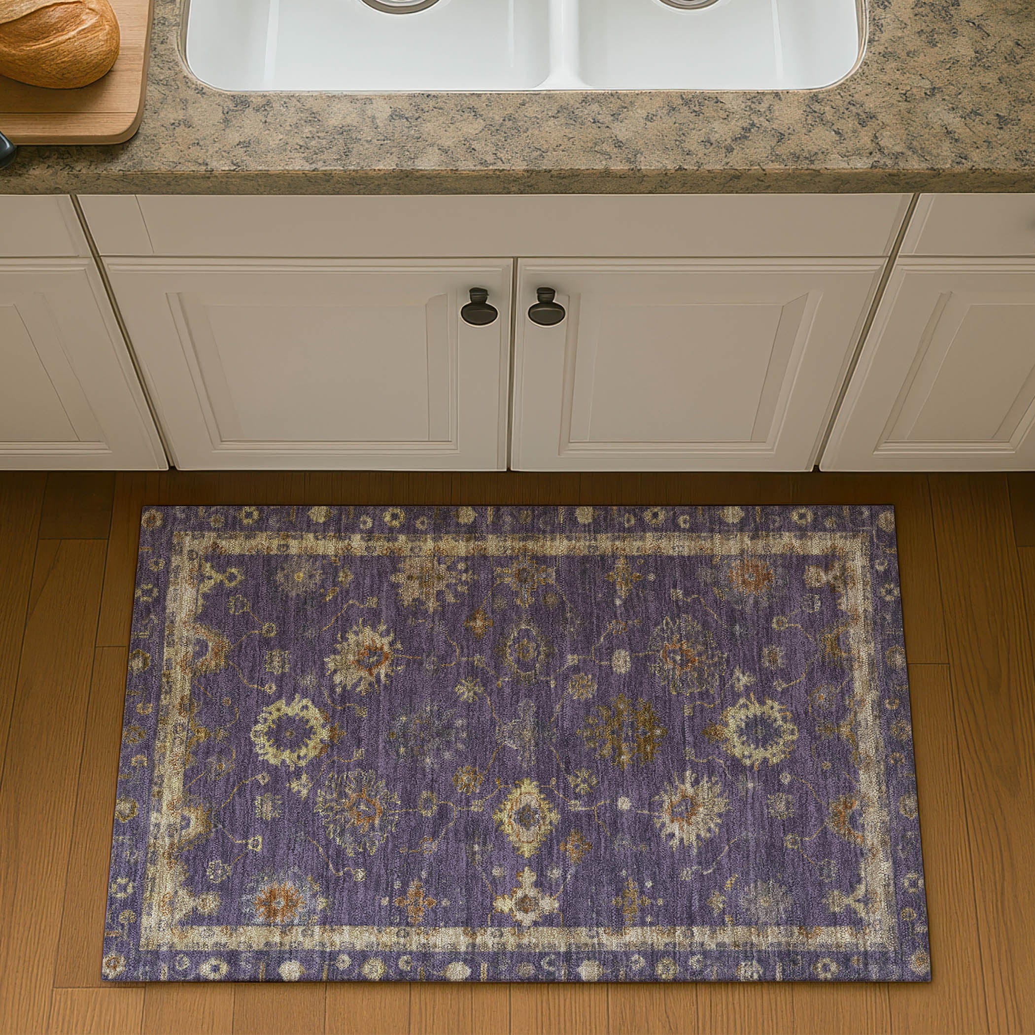 Ghent Machine Washable Traditional Eggplant Purple Rug 1'8" x 2'6" #shape_Rectangle