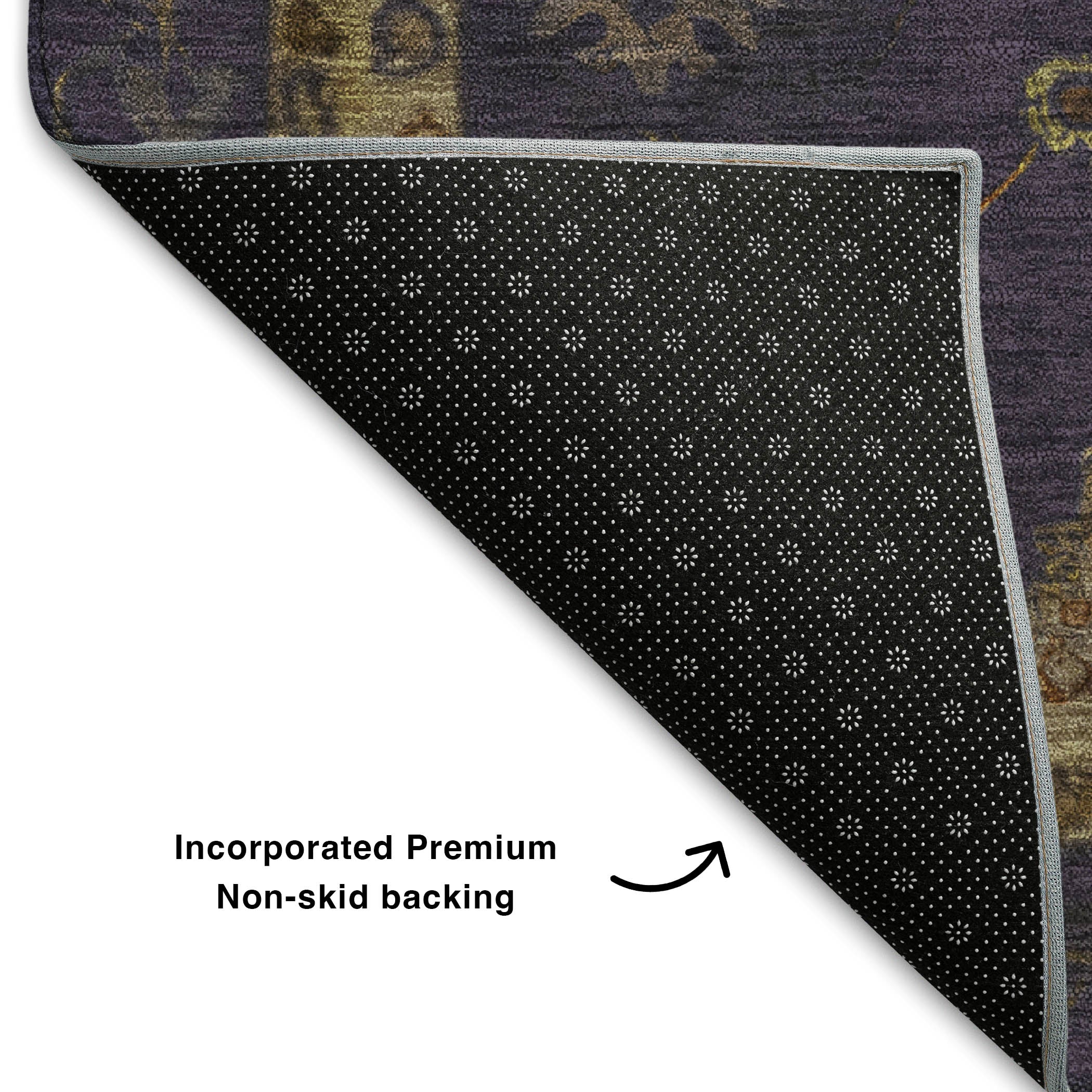 Ghent Machine Washable Traditional Eggplant Purple Rug 1'8" x 2'6" #shape_Rectangle
