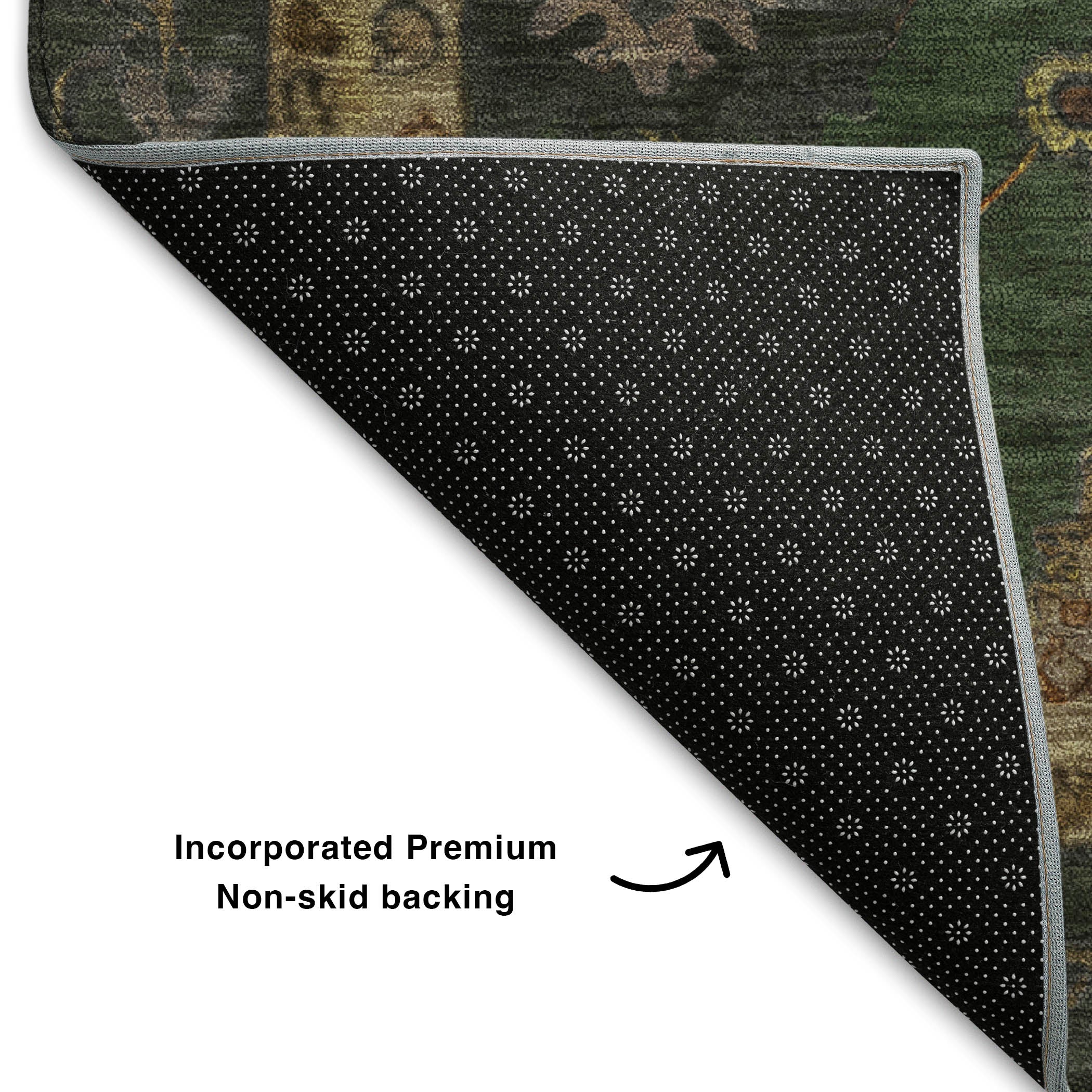 Ghent Machine Washable Traditional Fern Green Rug 1'8" x 2'6" #shape_Rectangle