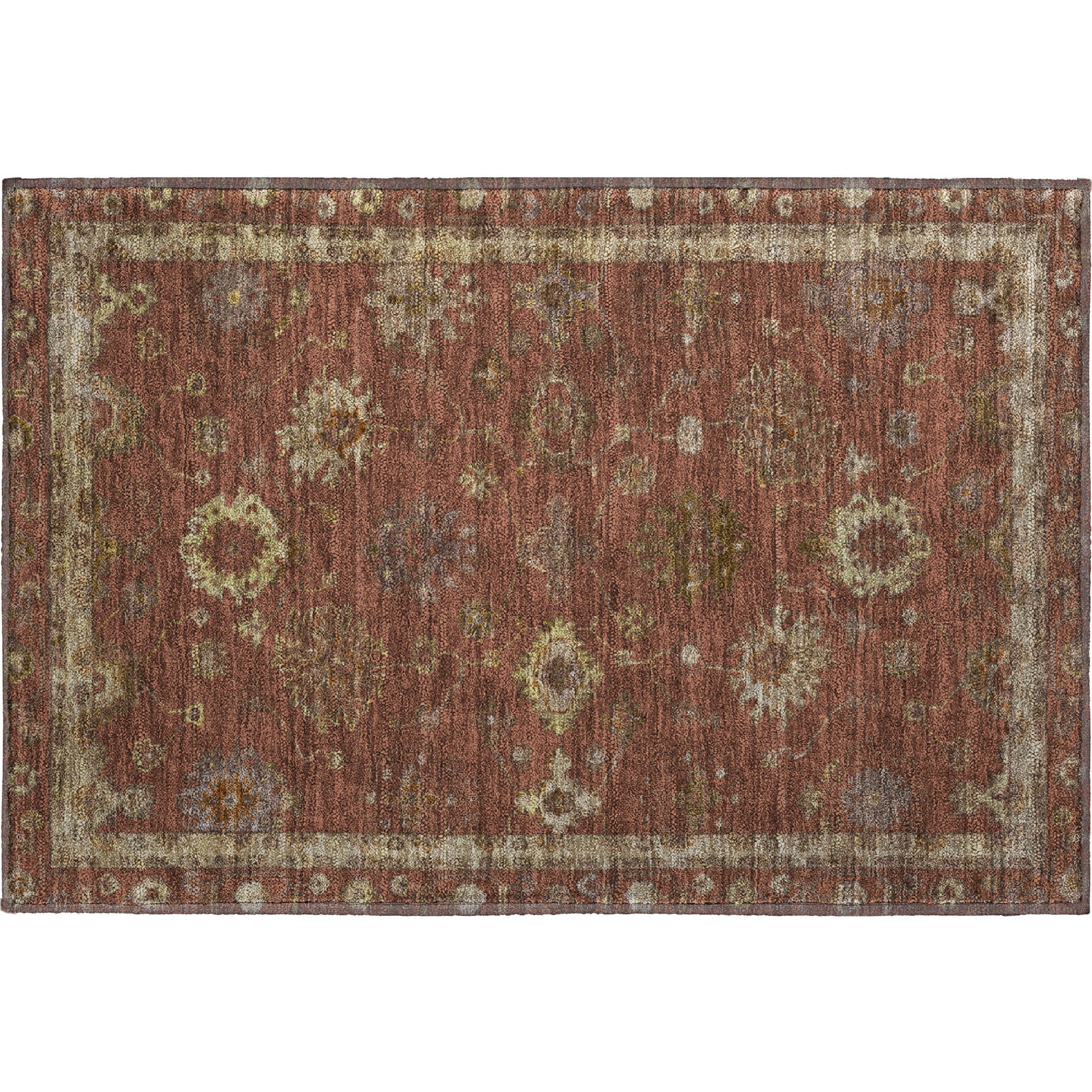 Ghent Machine Washable Traditional Paprika Orange Rug 1'8" x 2'6" #shape_Rectangle