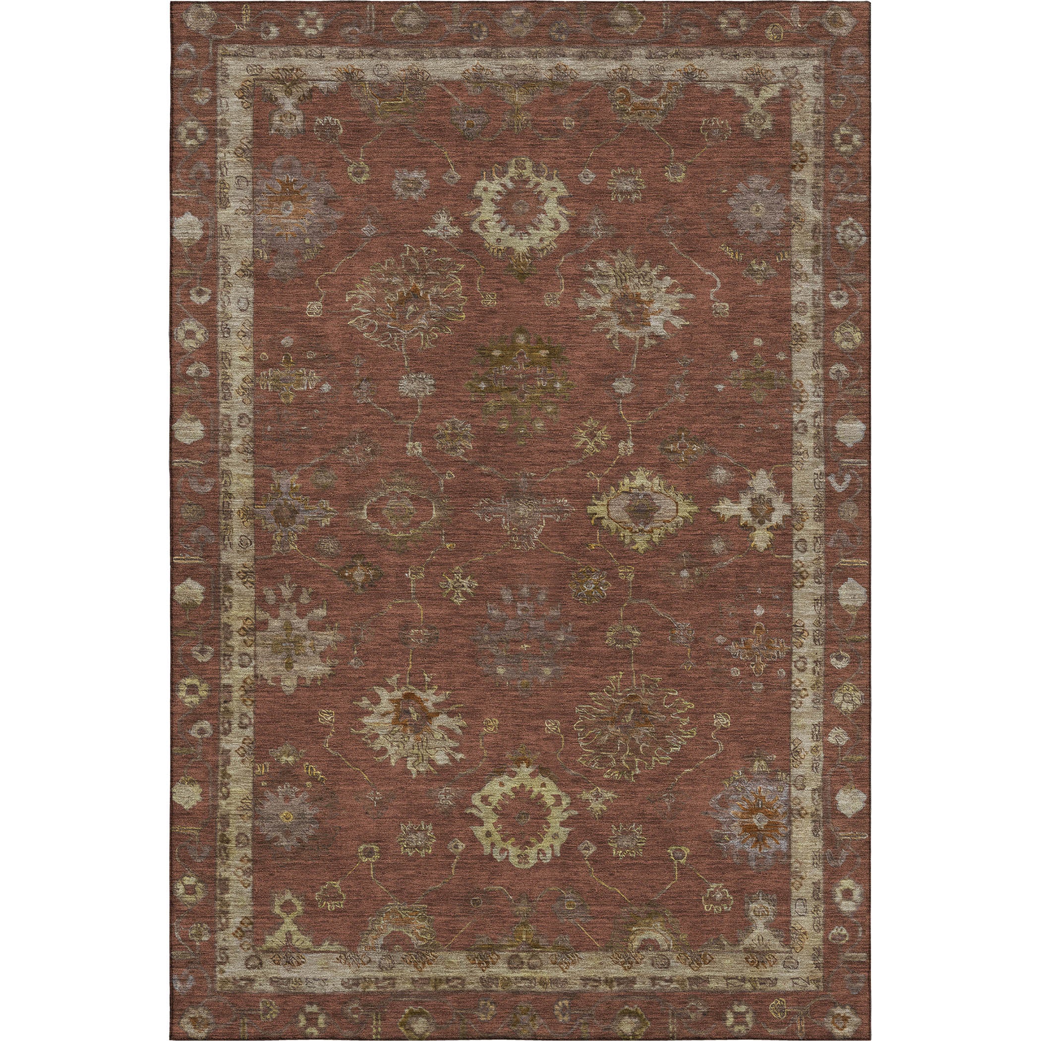 Ghent Machine Washable Traditional Paprika Orange Rug 2'6" x 3'10" #shape_Rectangle