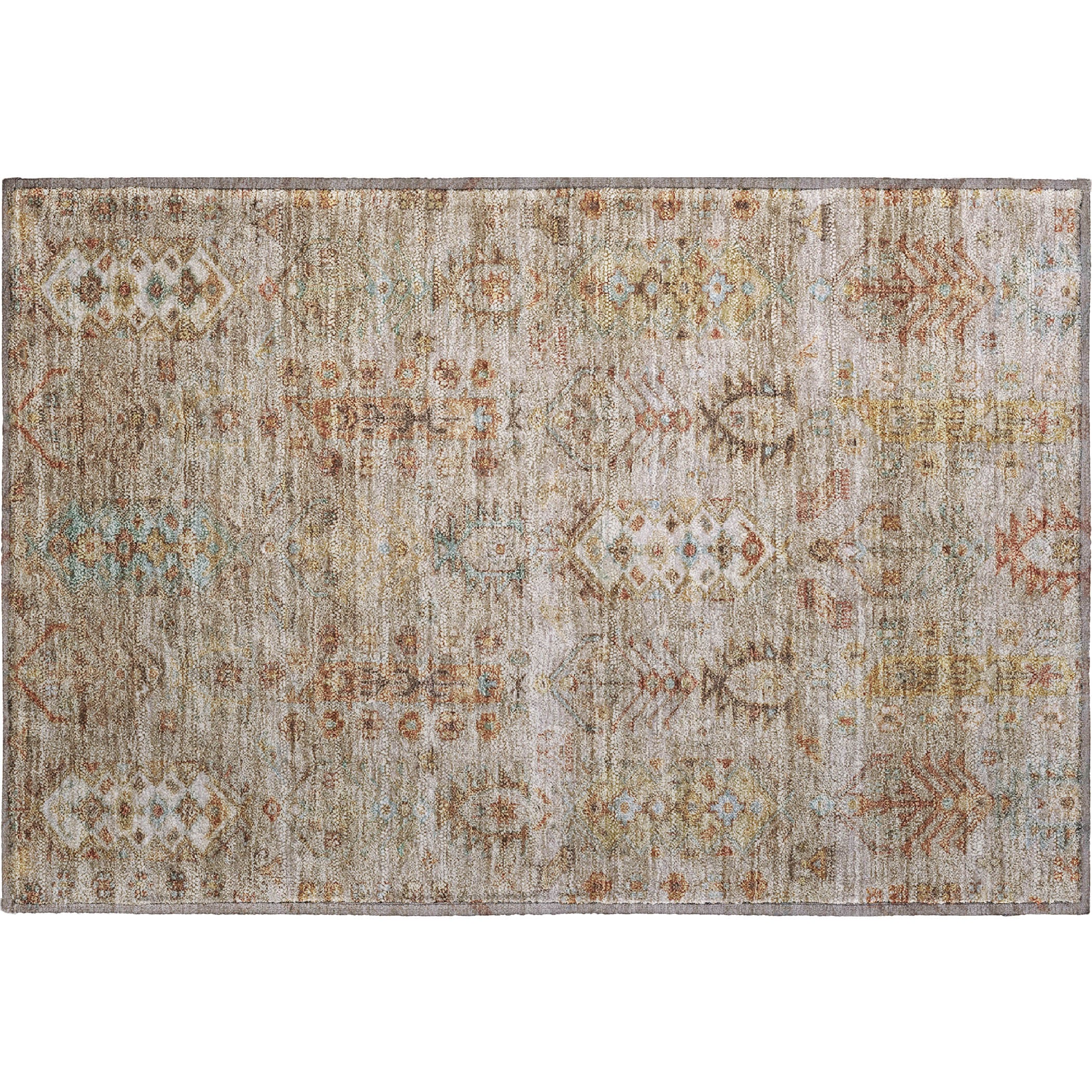 Havana Machine Washable Traditional Beige Brown Rug 1'8" x 2'6" #shape_Rectangle