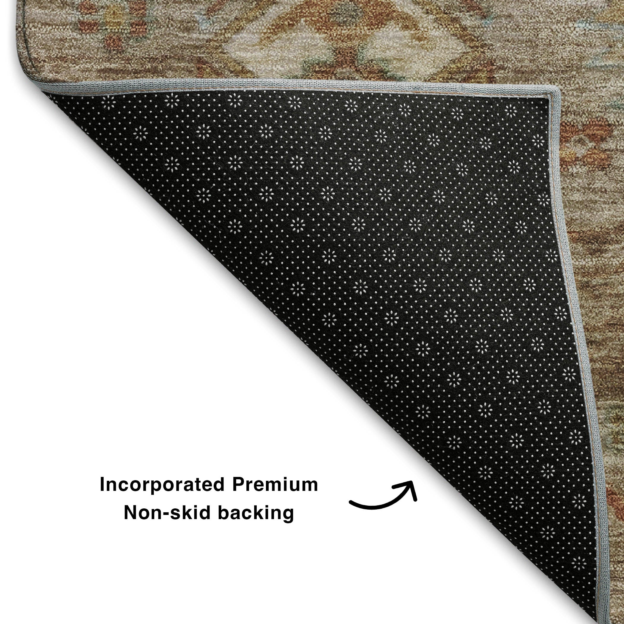 Havana Machine Washable Traditional Beige Brown Rug 1'8" x 2'6" #shape_Rectangle