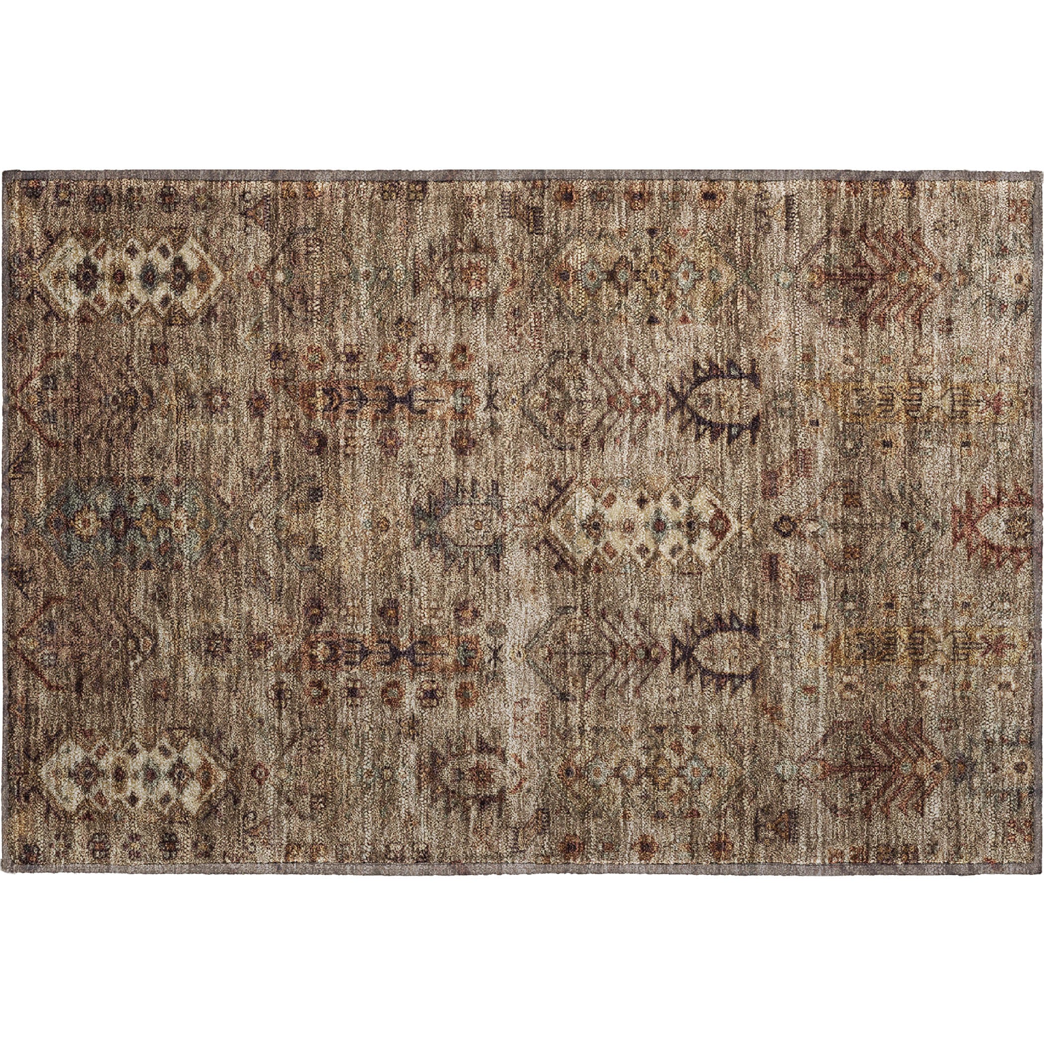 Havana Machine Washable Traditional Brown Rug 1'8" x 2'6" #shape_Rectangle