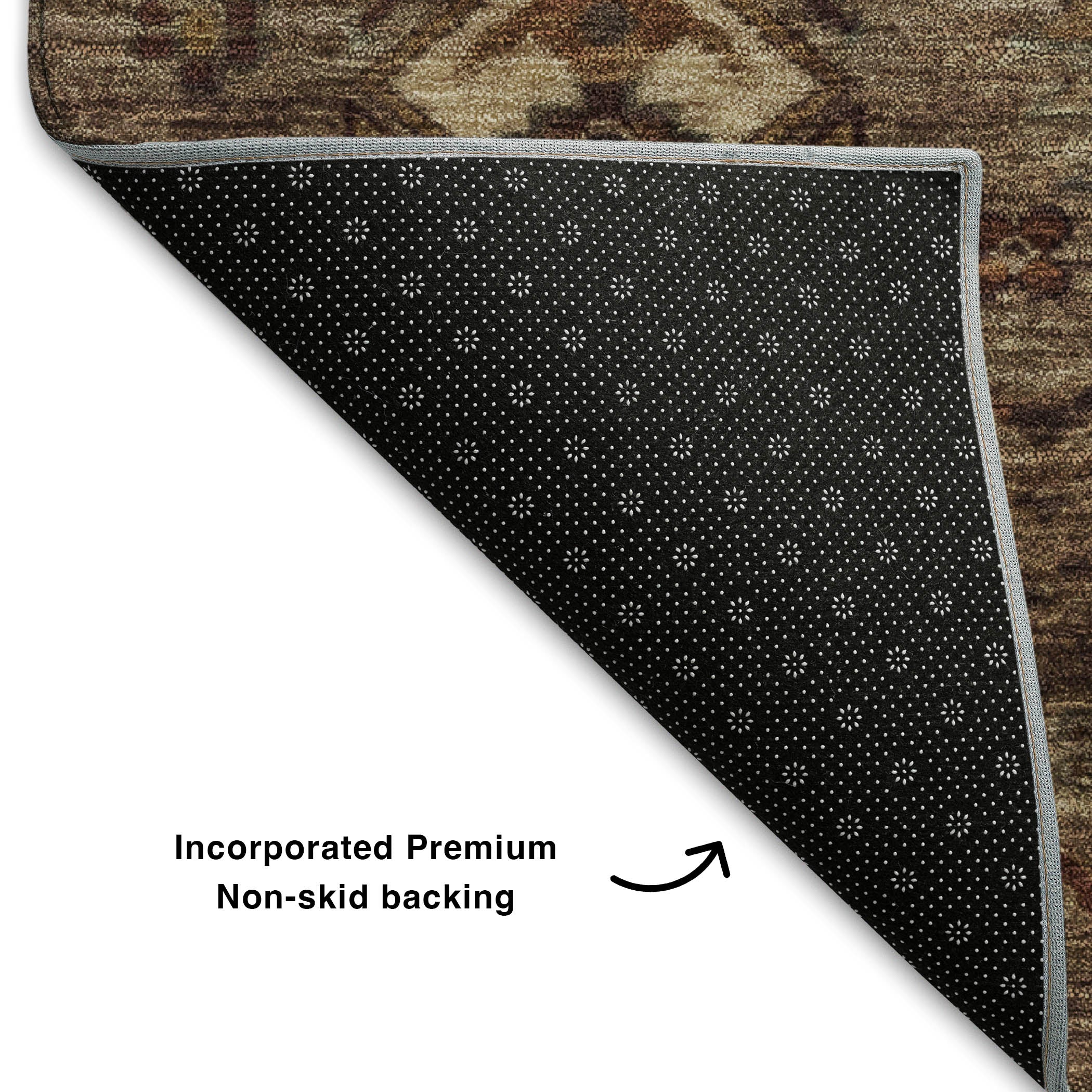 Havana Machine Washable Traditional Brown Rug 1'8" x 2'6" #shape_Rectangle