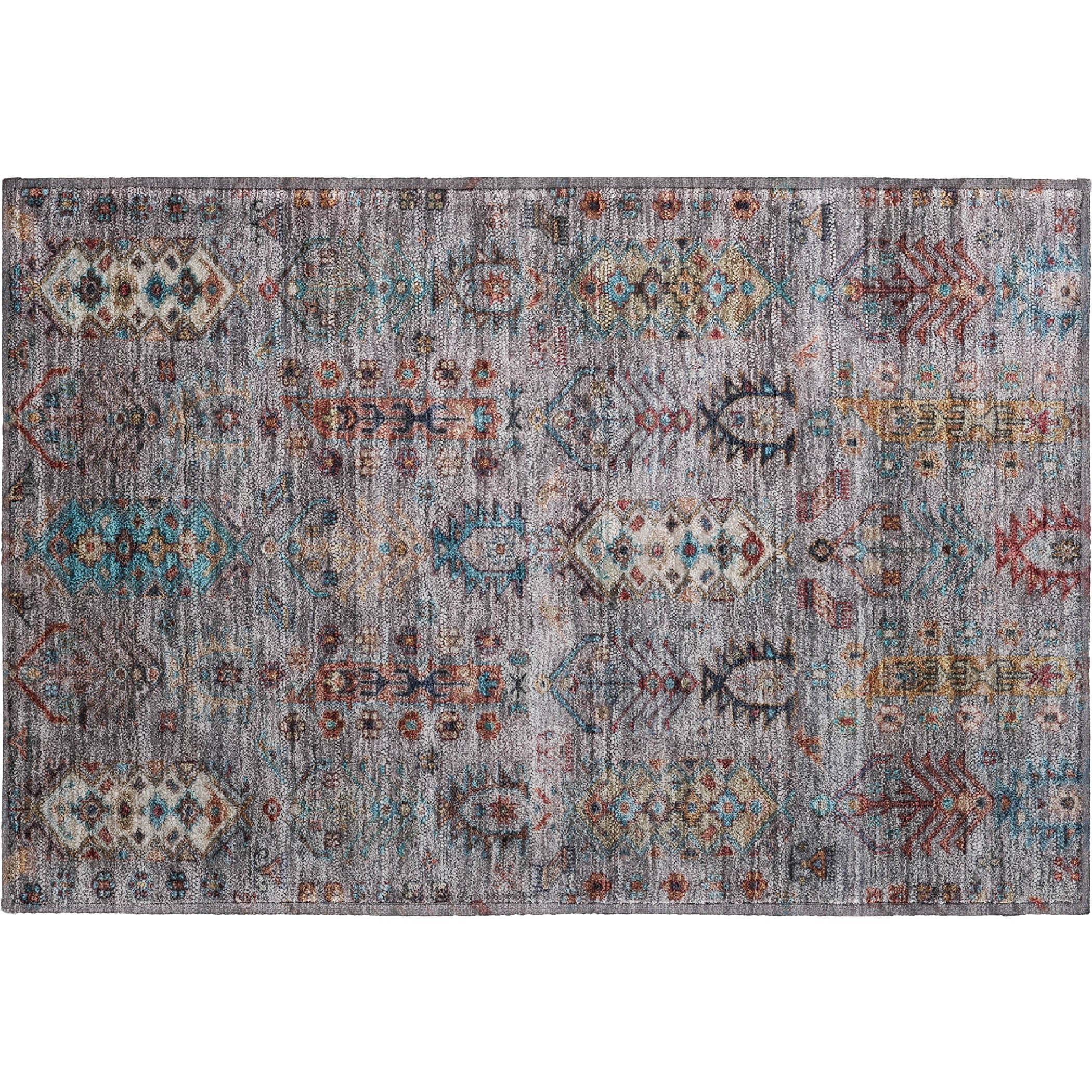 Havana Machine Washable Traditional Gray Rug 1'8" x 2'6" #shape_Rectangle