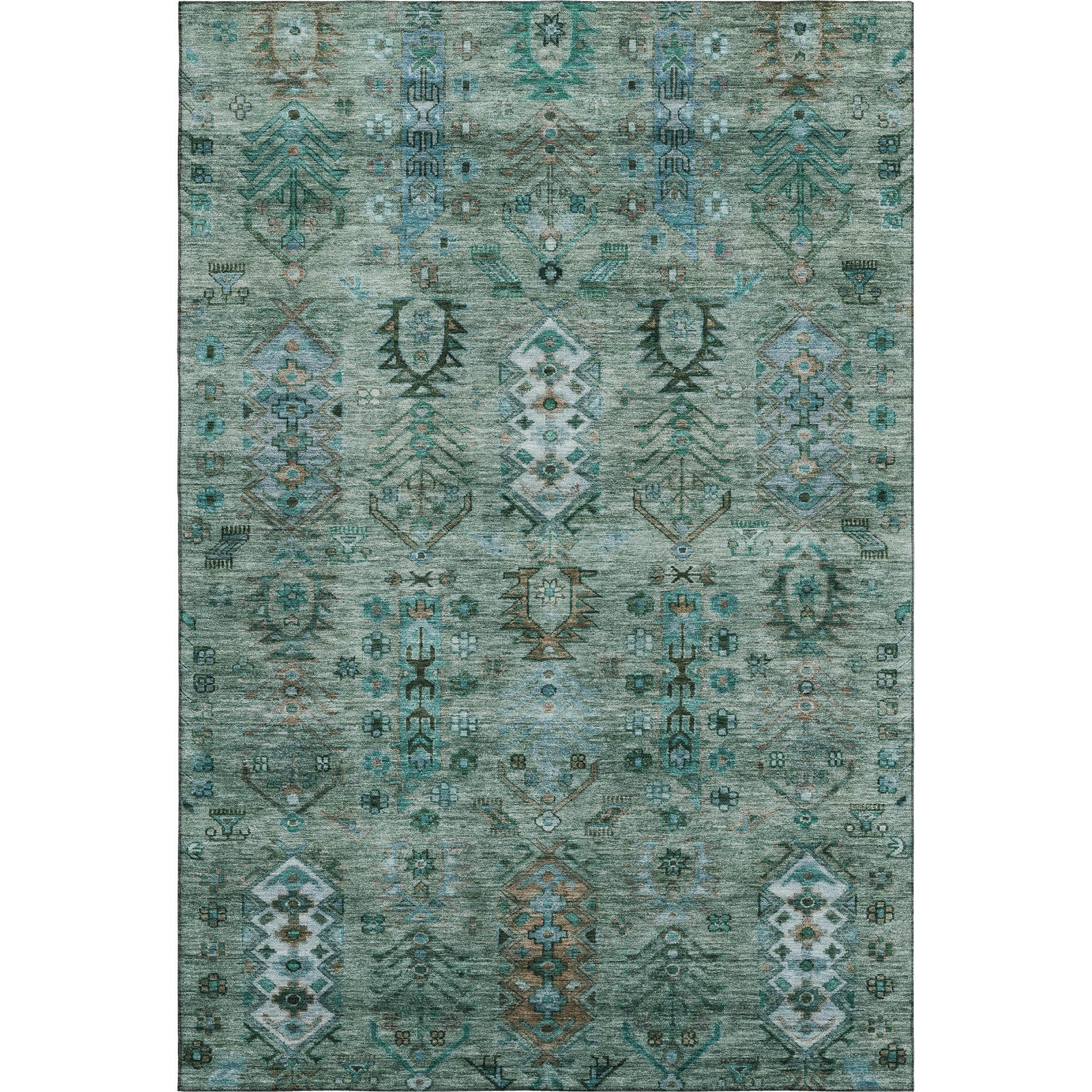 Havana Machine Washable Traditional Green Rug 2'6" x 3'10" #shape_Rectangle
