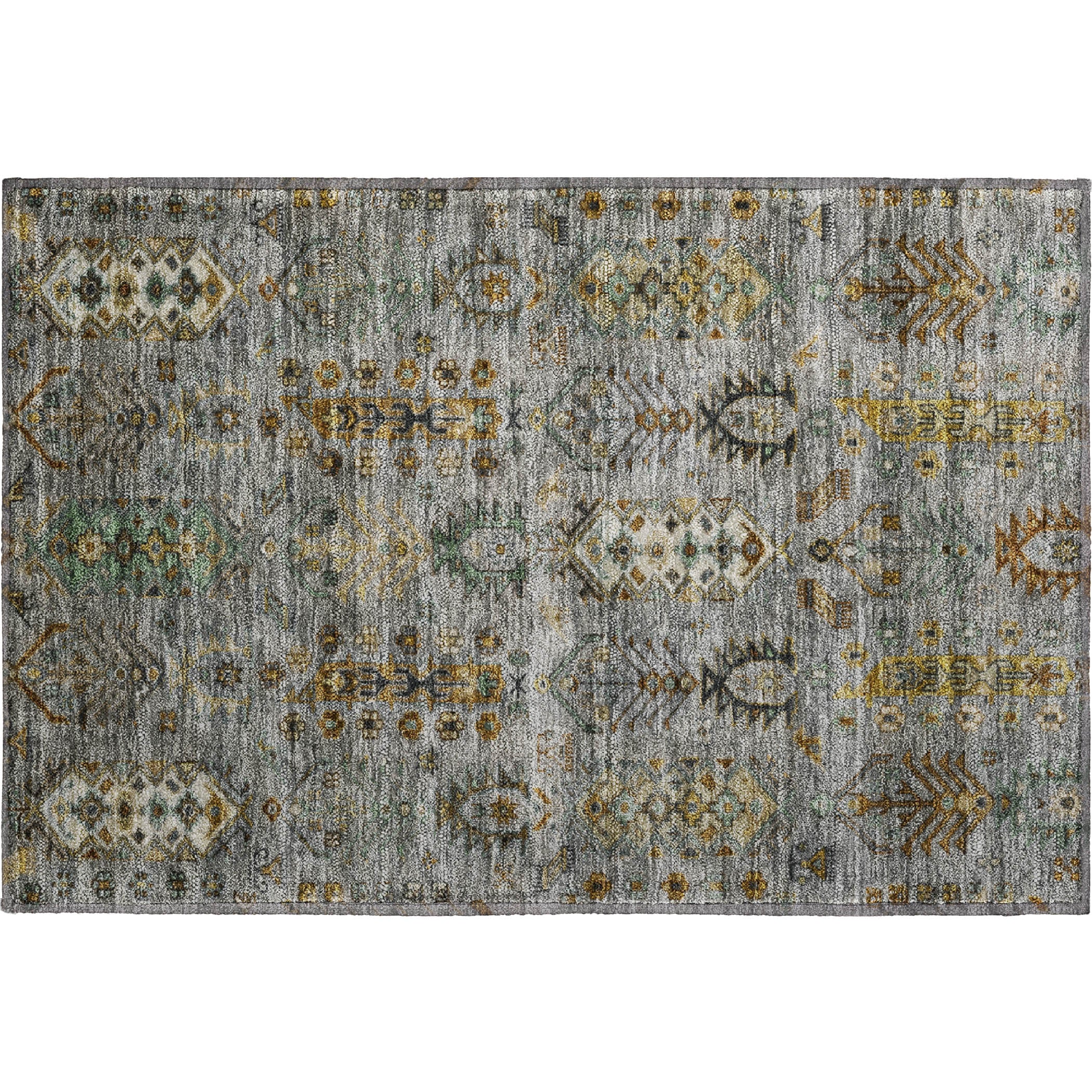 Havana Machine Washable Traditional Pewter Gray Rug 1'8" x 2'6" #shape_Rectangle