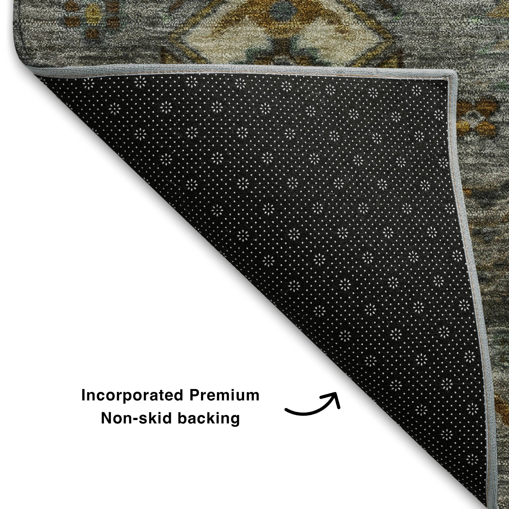 Havana Machine Washable Traditional Pewter Gray Rug 1'8" x 2'6" #shape_Rectangle