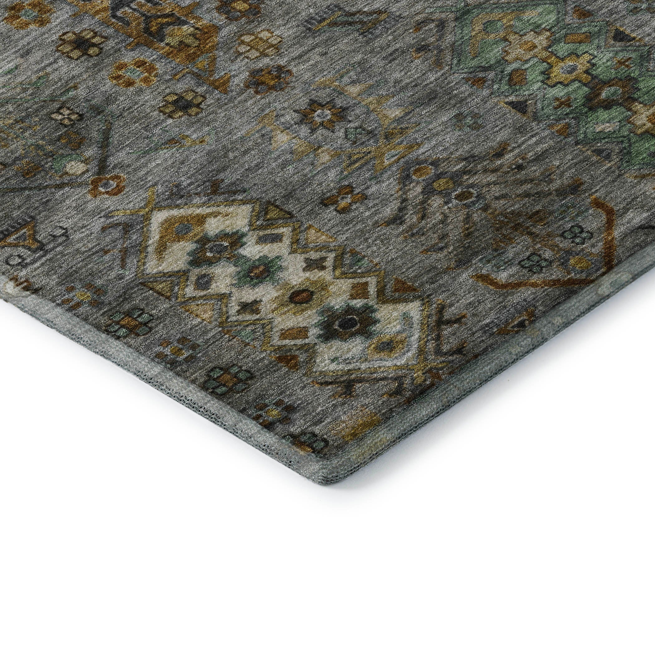 Havana Machine Washable Traditional Pewter Gray Rug 1'8" x 2'6" #shape_Rectangle