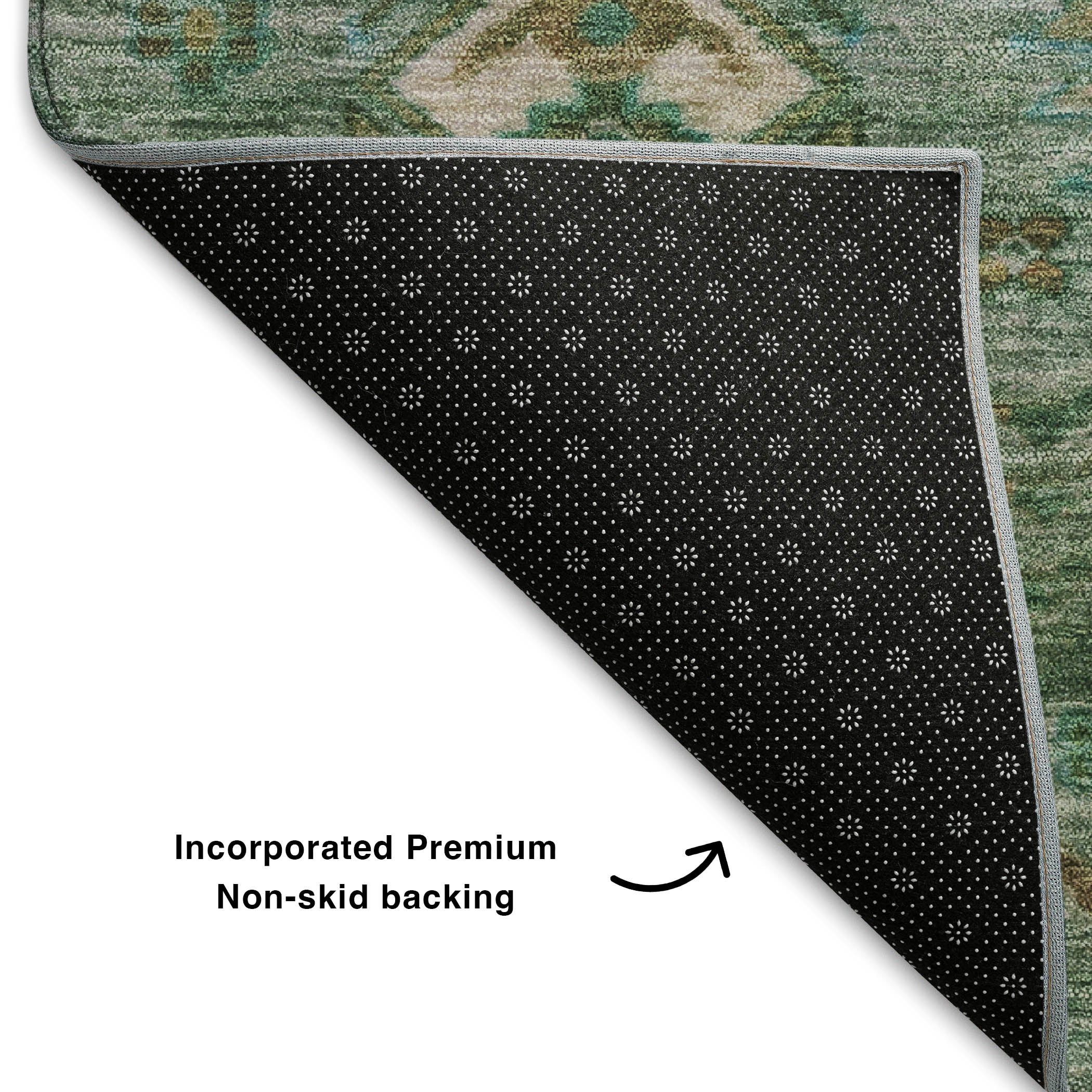 Havana Machine Washable Traditional Sage Green Rug 1'8" x 2'6" #shape_Rectangle