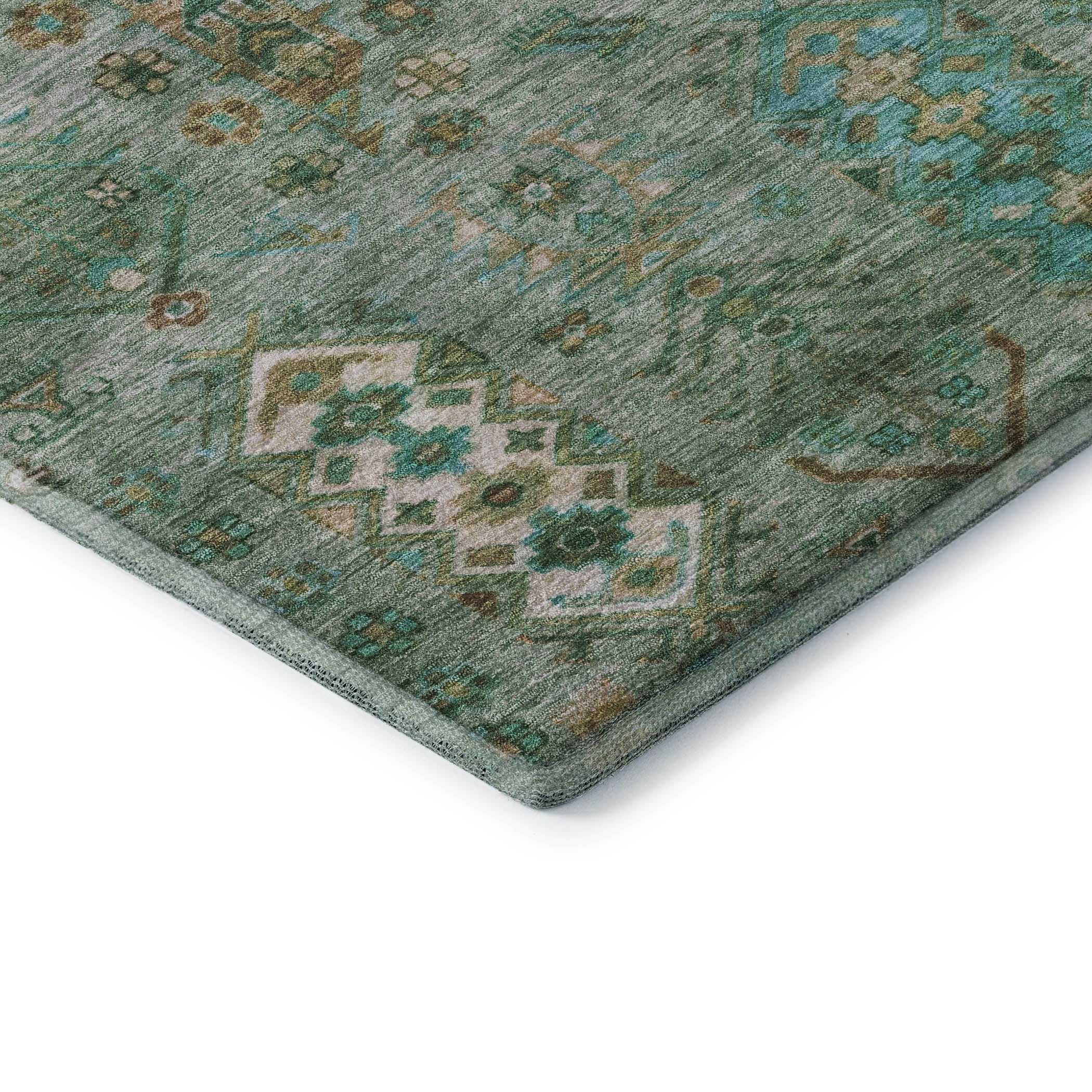 Havana Machine Washable Traditional Sage Green Rug 1'8" x 2'6" #shape_Rectangle