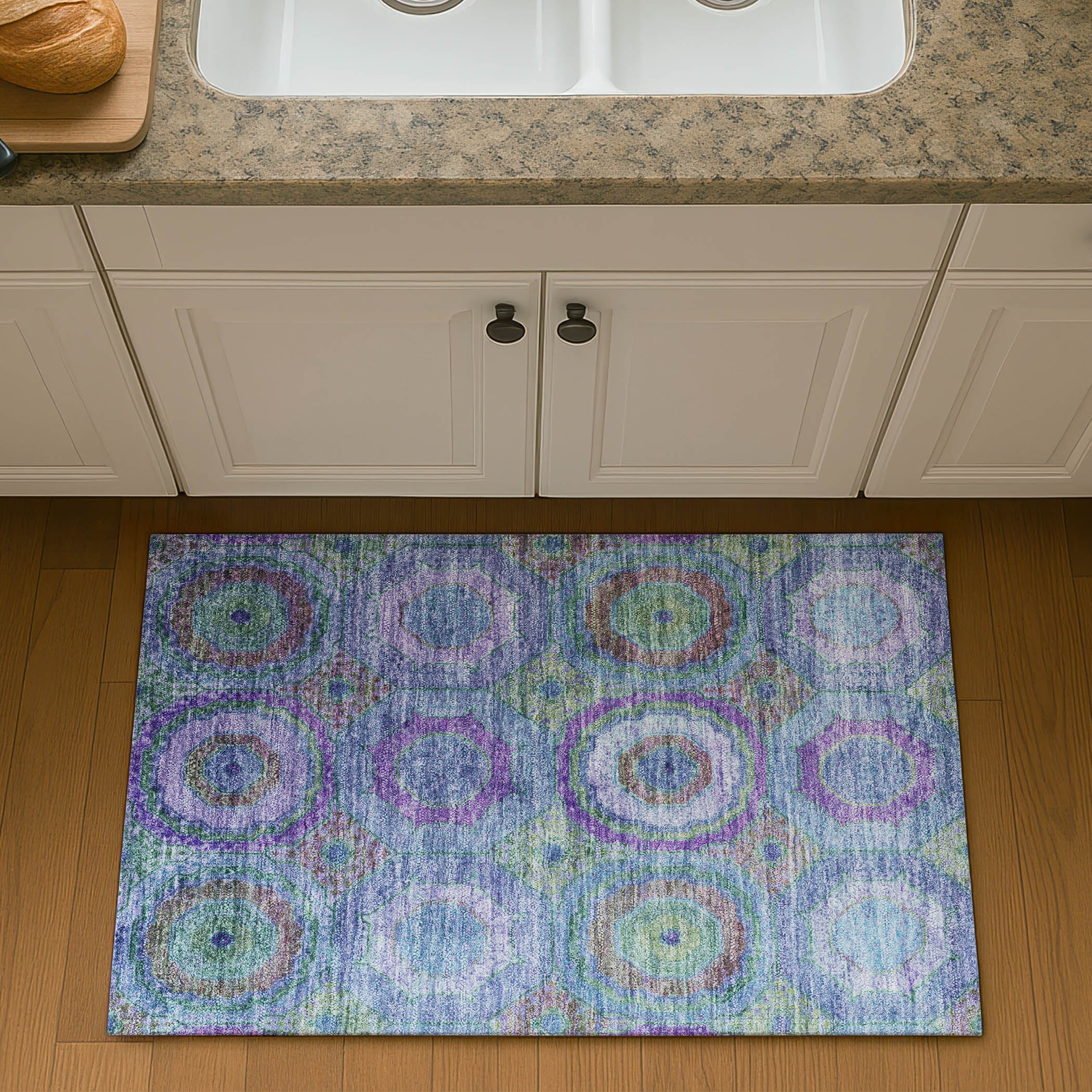 Athens Machine Washable Transitional Blue Rug 1'8" x 2'6" #shape_Rectangle