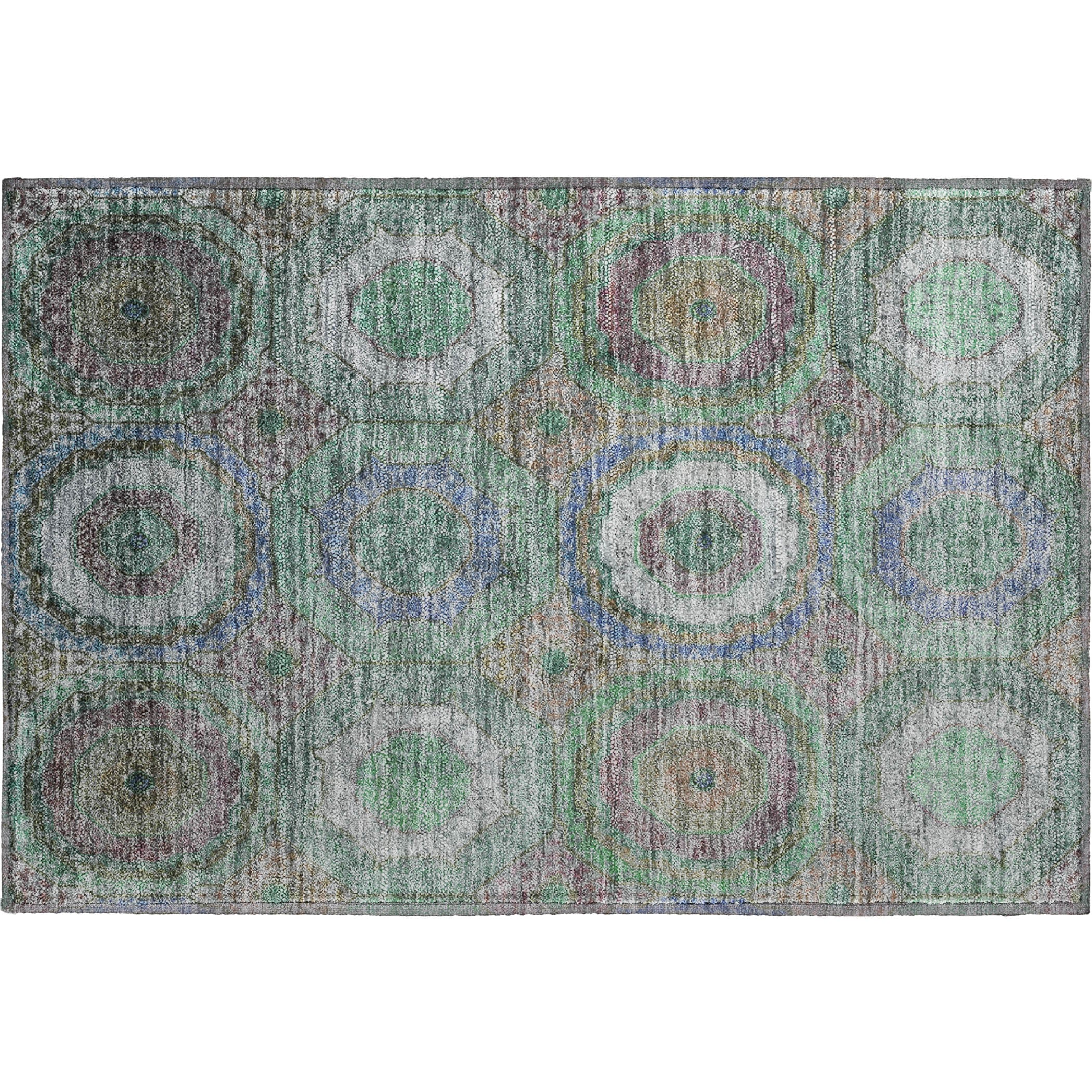 Athens Machine Washable Transitional Green Rug 1'8" x 2'6" #shape_Rectangle