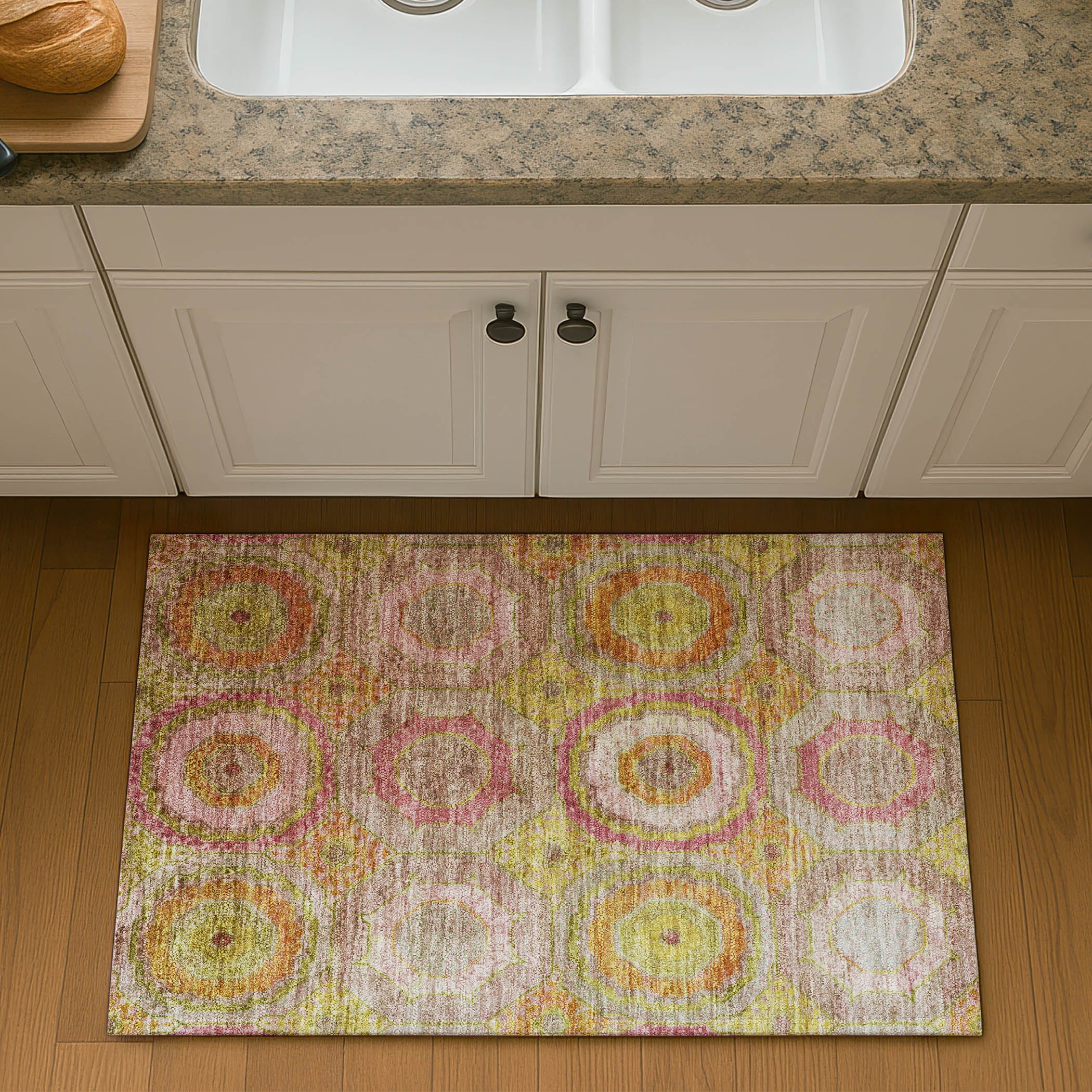 Athens Machine Washable Transitional Orange Rug 1'8" x 2'6" #shape_Rectangle