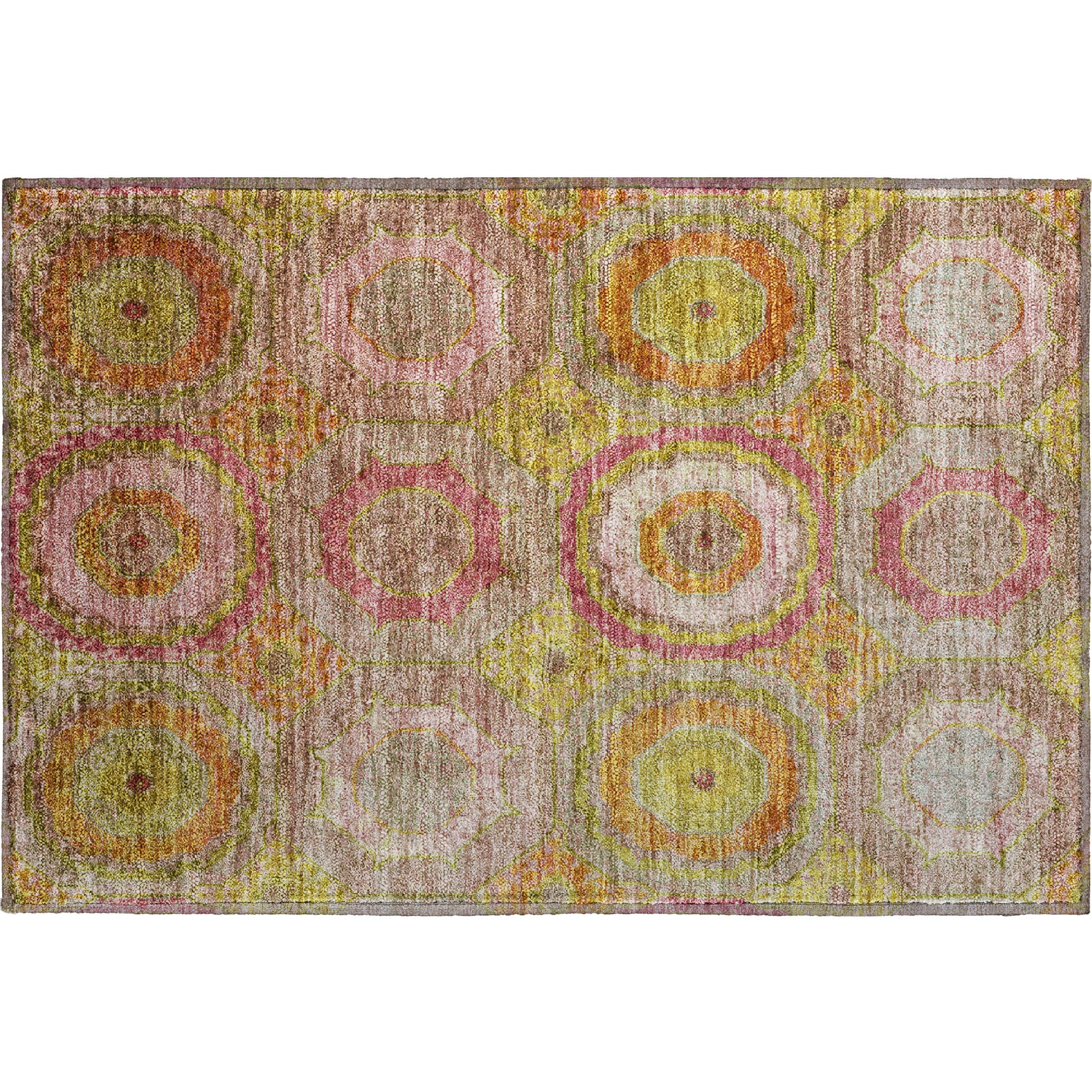 Athens Machine Washable Transitional Orange Rug 1'8" x 2'6" #shape_Rectangle
