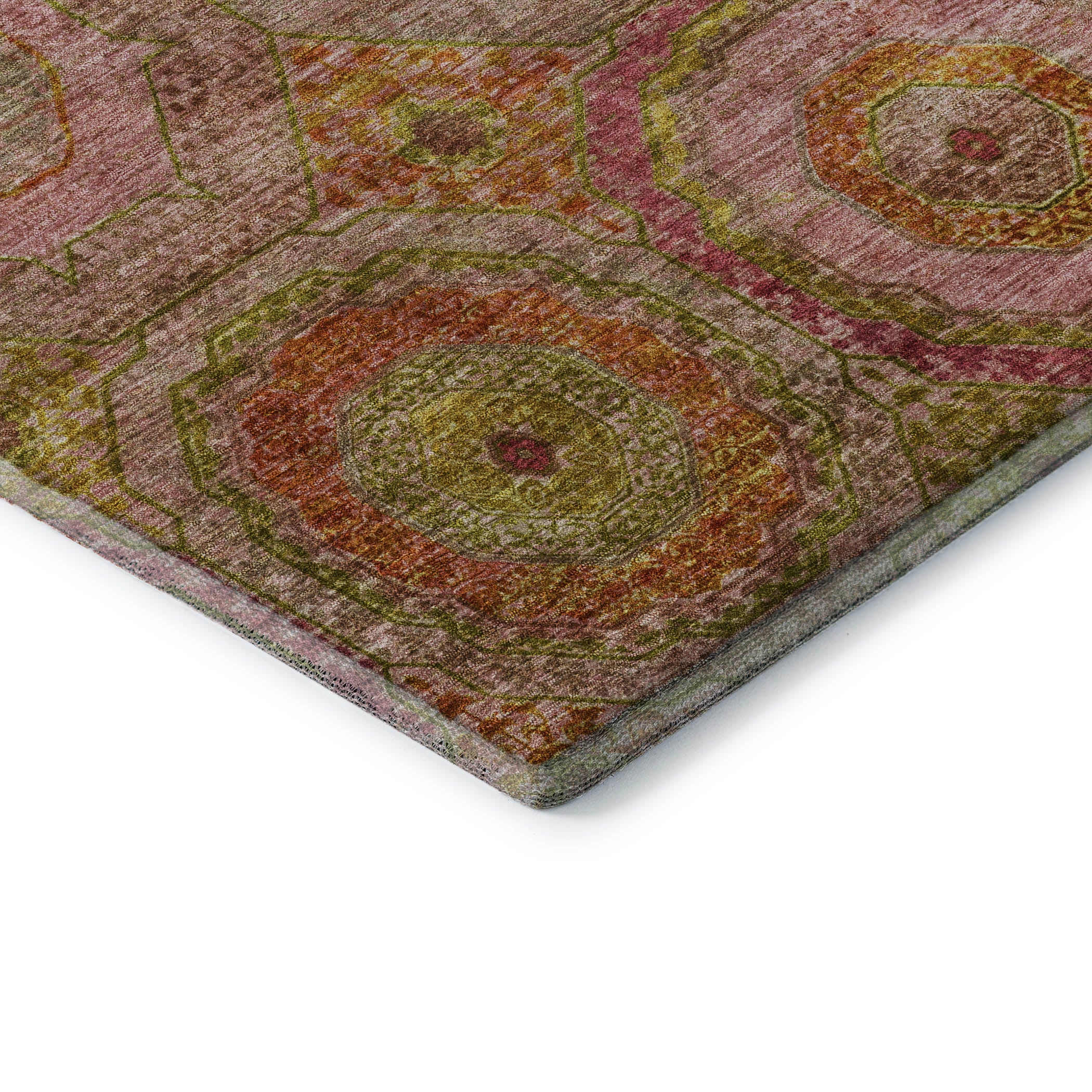 Athens Machine Washable Transitional Orange Rug 1'8" x 2'6" #shape_Rectangle