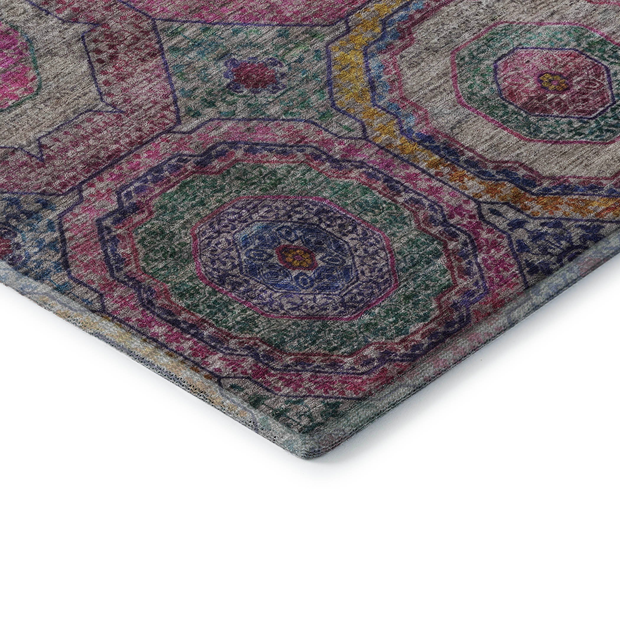 Athens Machine Washable Transitional Pink Rug 1'8" x 2'6" #shape_Rectangle