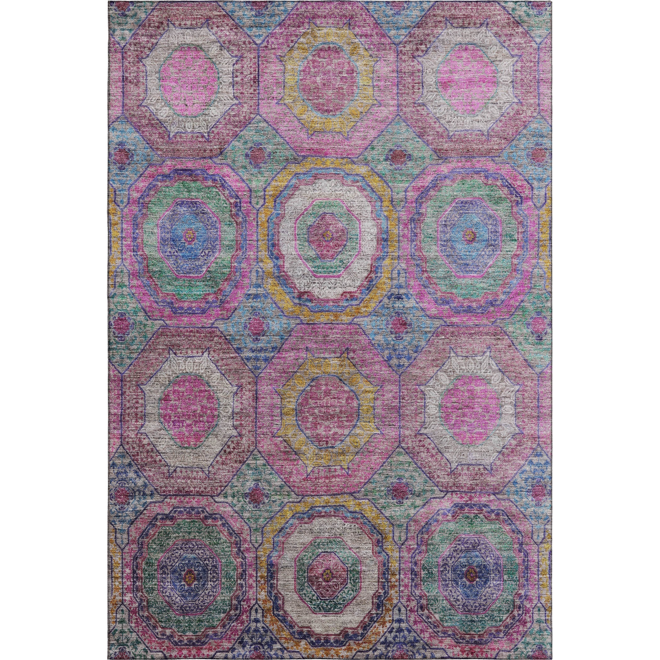 Athens Machine Washable Transitional Pink Rug 2'6" x 3'10" #shape_Rectangle