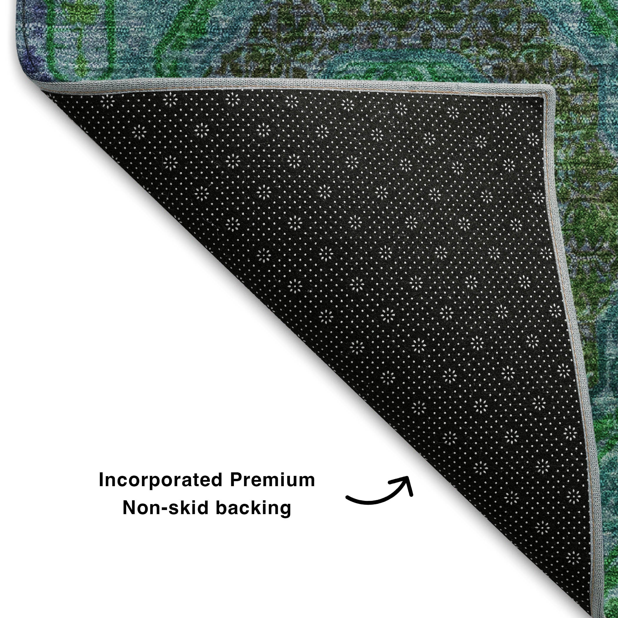 Athens Machine Washable Transitional Teal Rug 1'8" x 2'6" #shape_Rectangle
