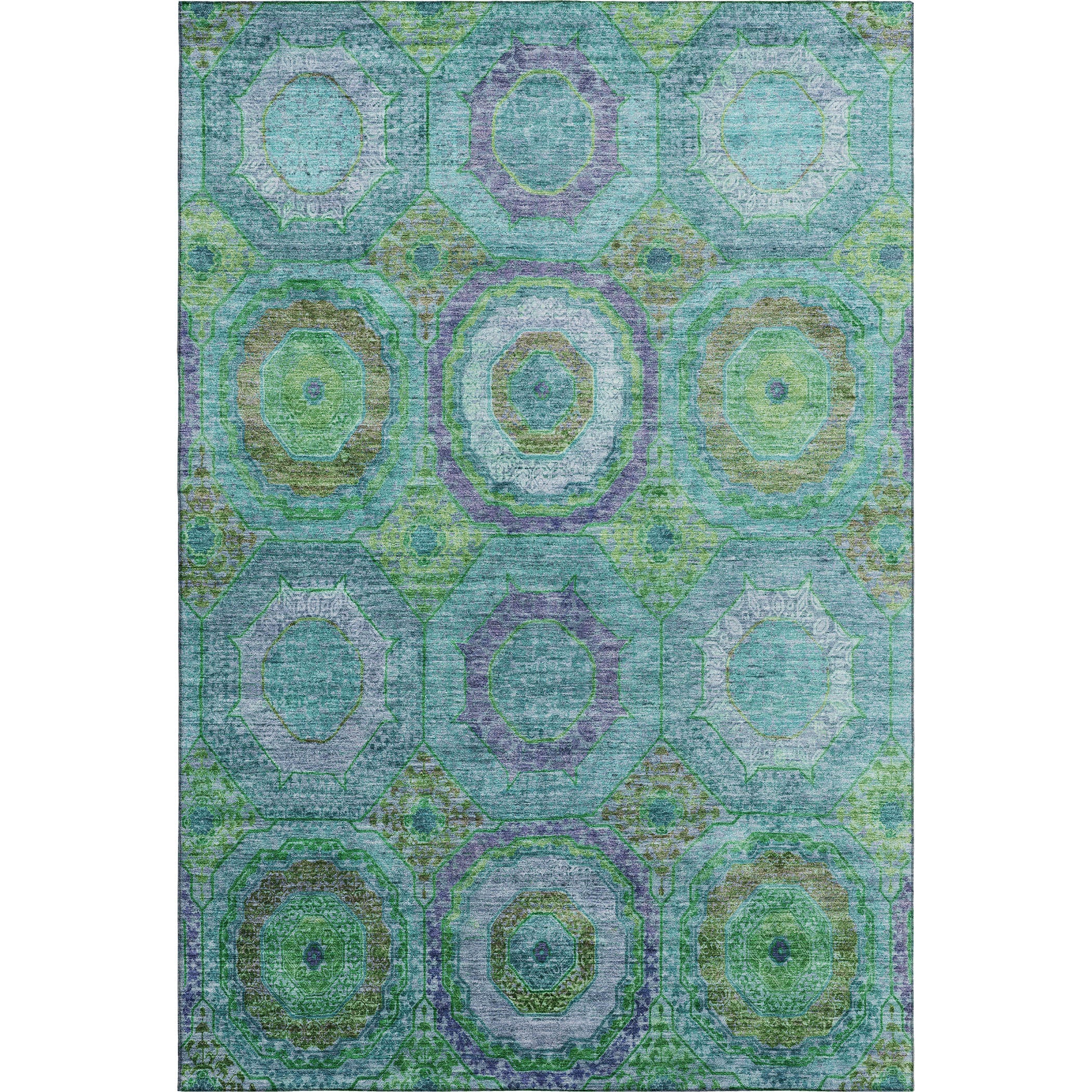 Athens Machine Washable Transitional Teal Rug 2'6" x 3'10" #shape_Rectangle