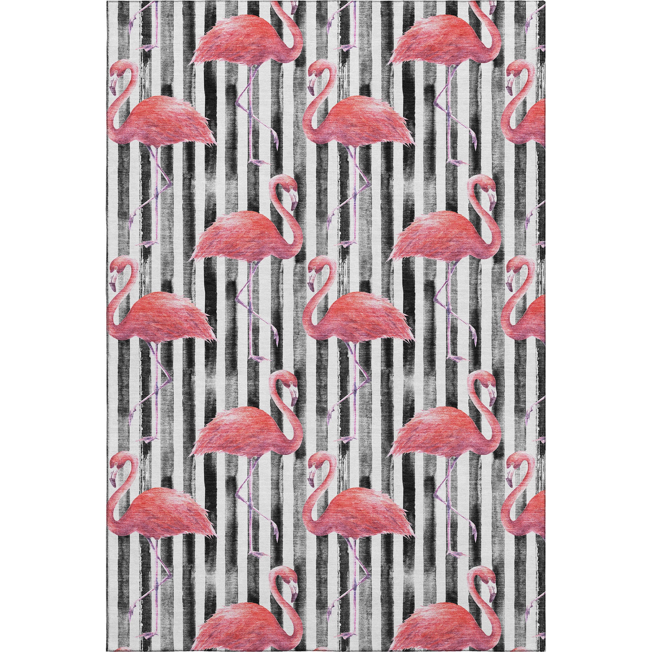 Marrakech Machine Washable Tropical Pink Black Rug 2'6" x 3'10" #shape_Rectangle