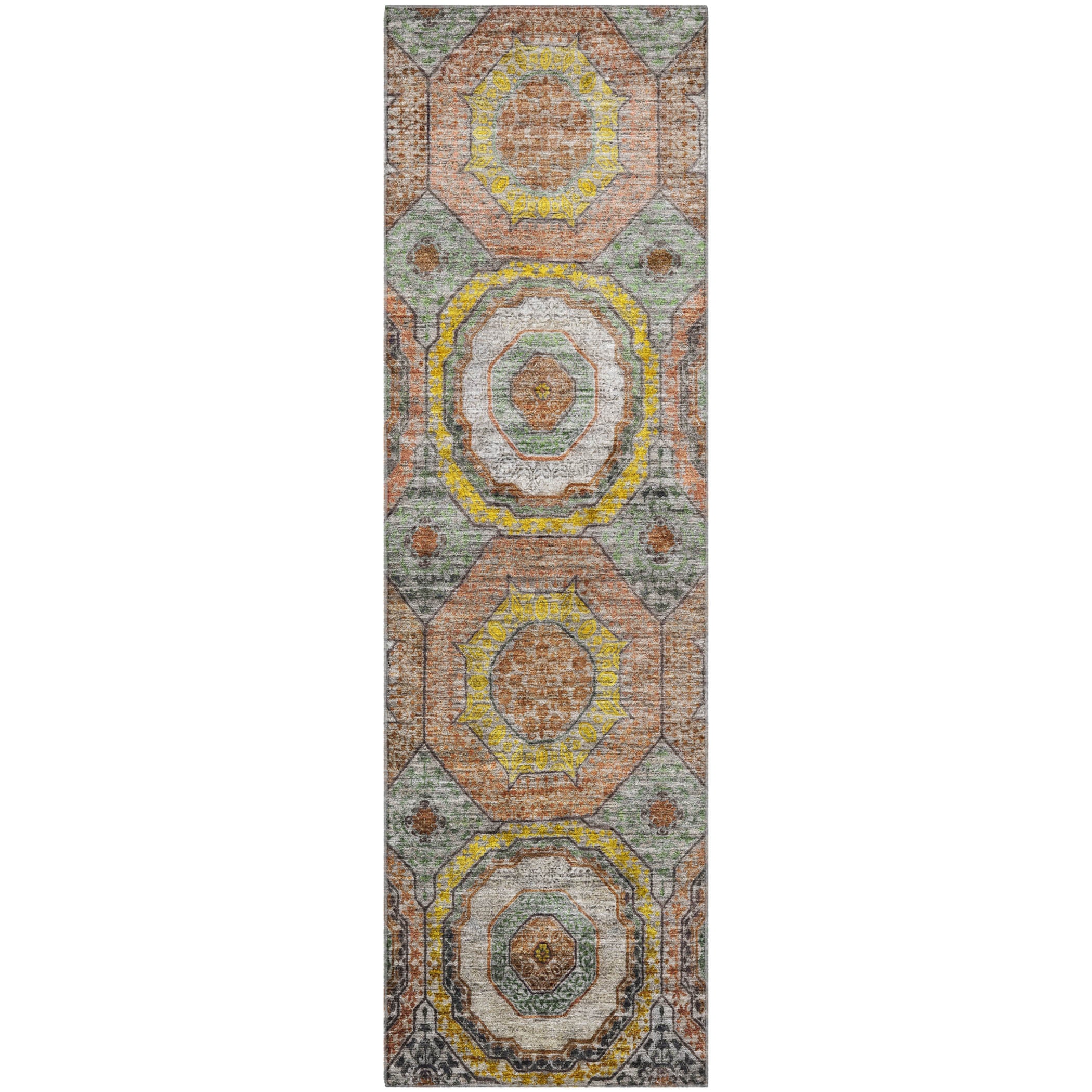 Budapest Machine Washable Transitional Sage Green Rug 2'3" x 7'6" #shape_Runner