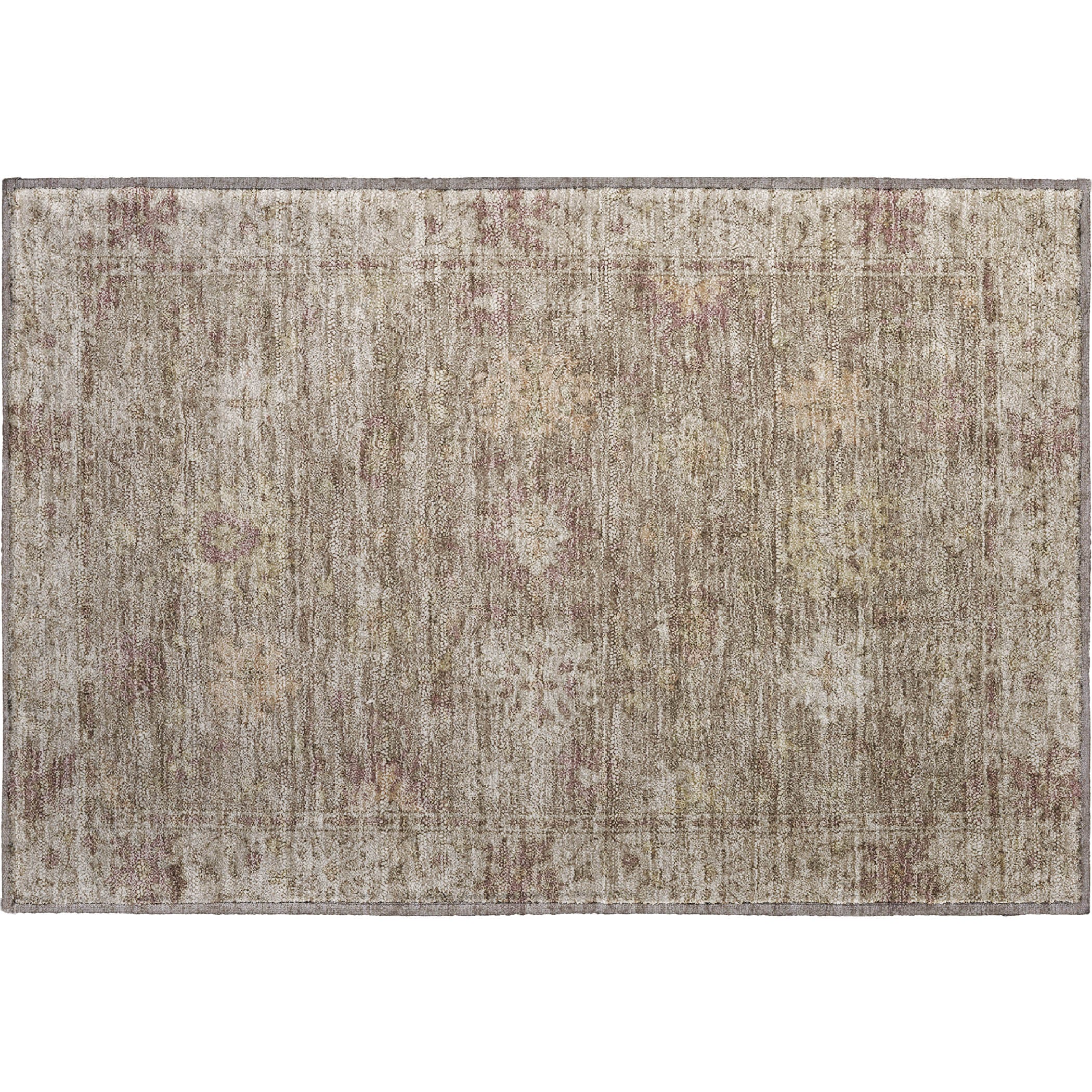 Split Machine Washable Traditional Khaki Brown Rug 1'8" x 2'6" #shape_Rectangle