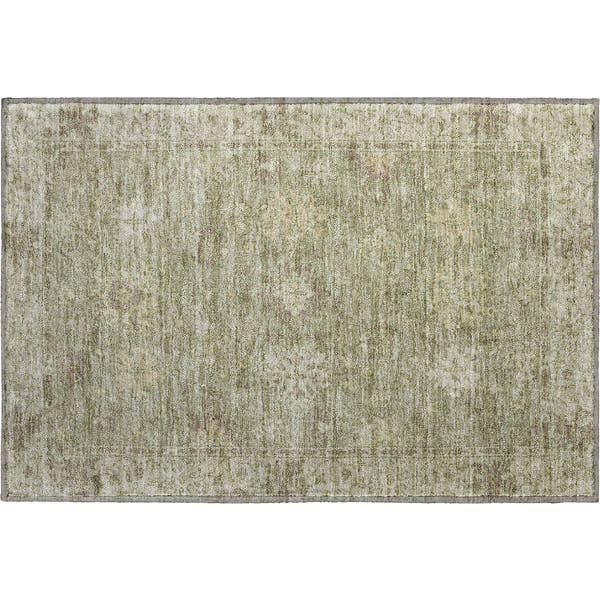 Split Machine Washable Traditional Sage Green Rug 1'8" x 2'6"