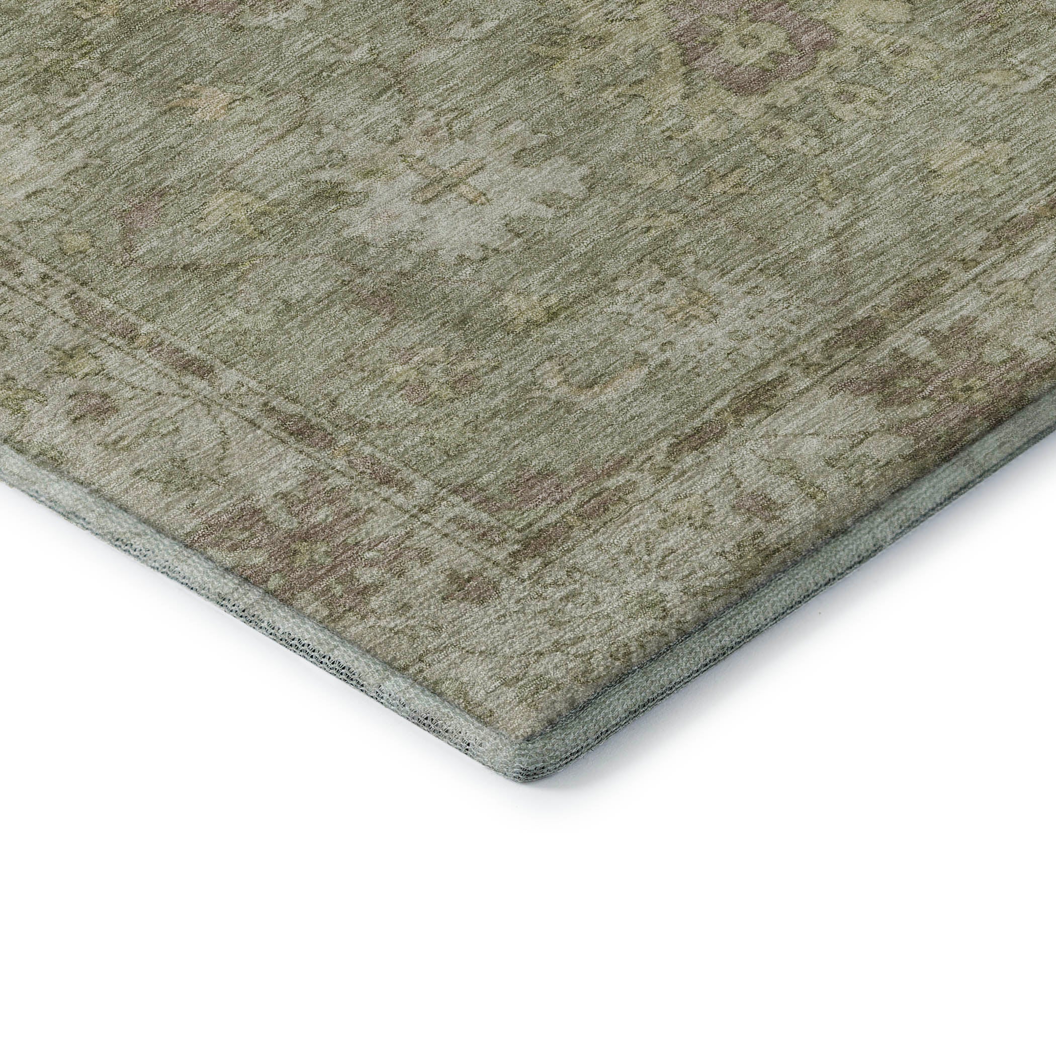 Split Machine Washable Traditional Sage Green Rug 1'8" x 2'6" #shape_Rectangle