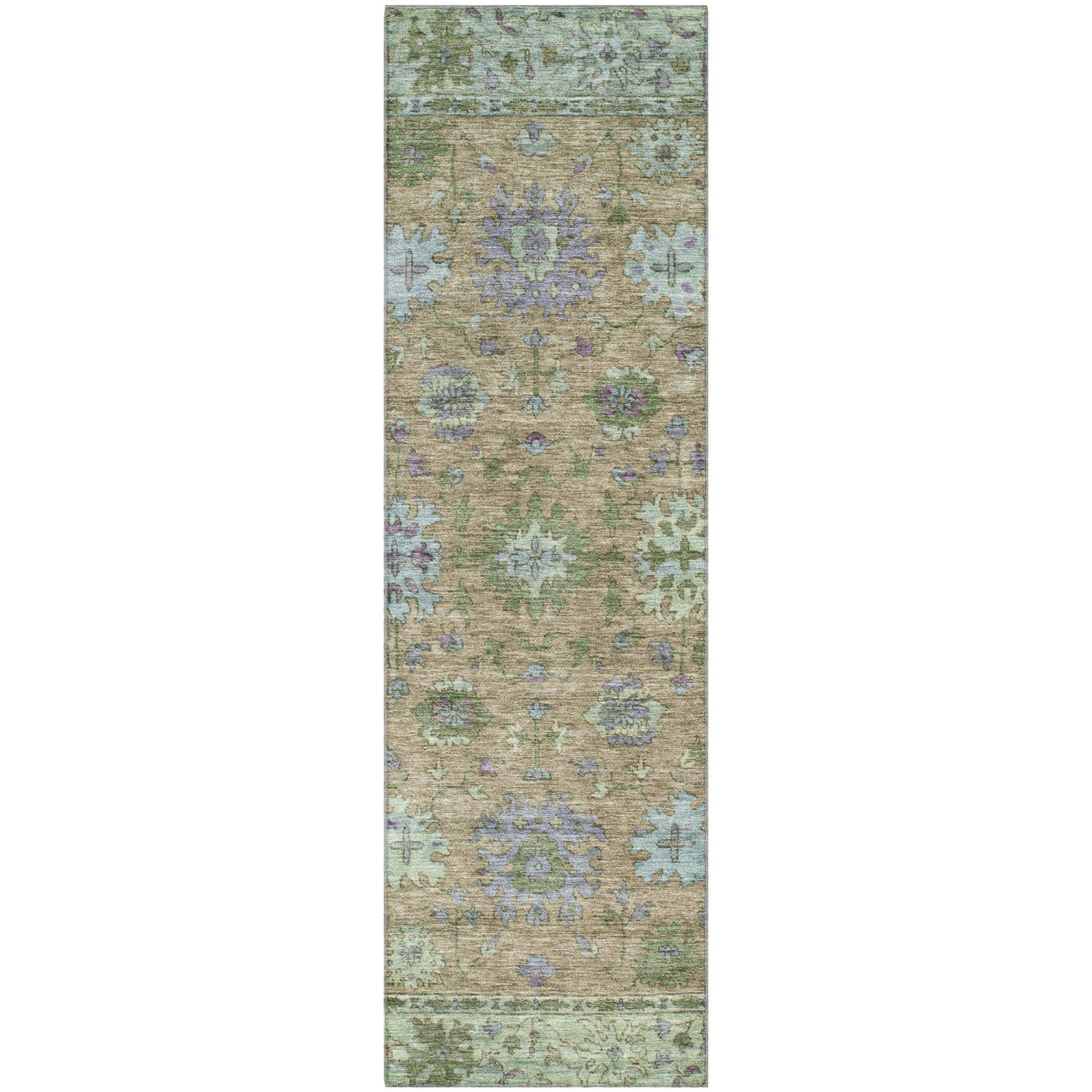 Prague Machine Washable Traditional Brown Rug 2'3" x 7'6" #shape_Runner