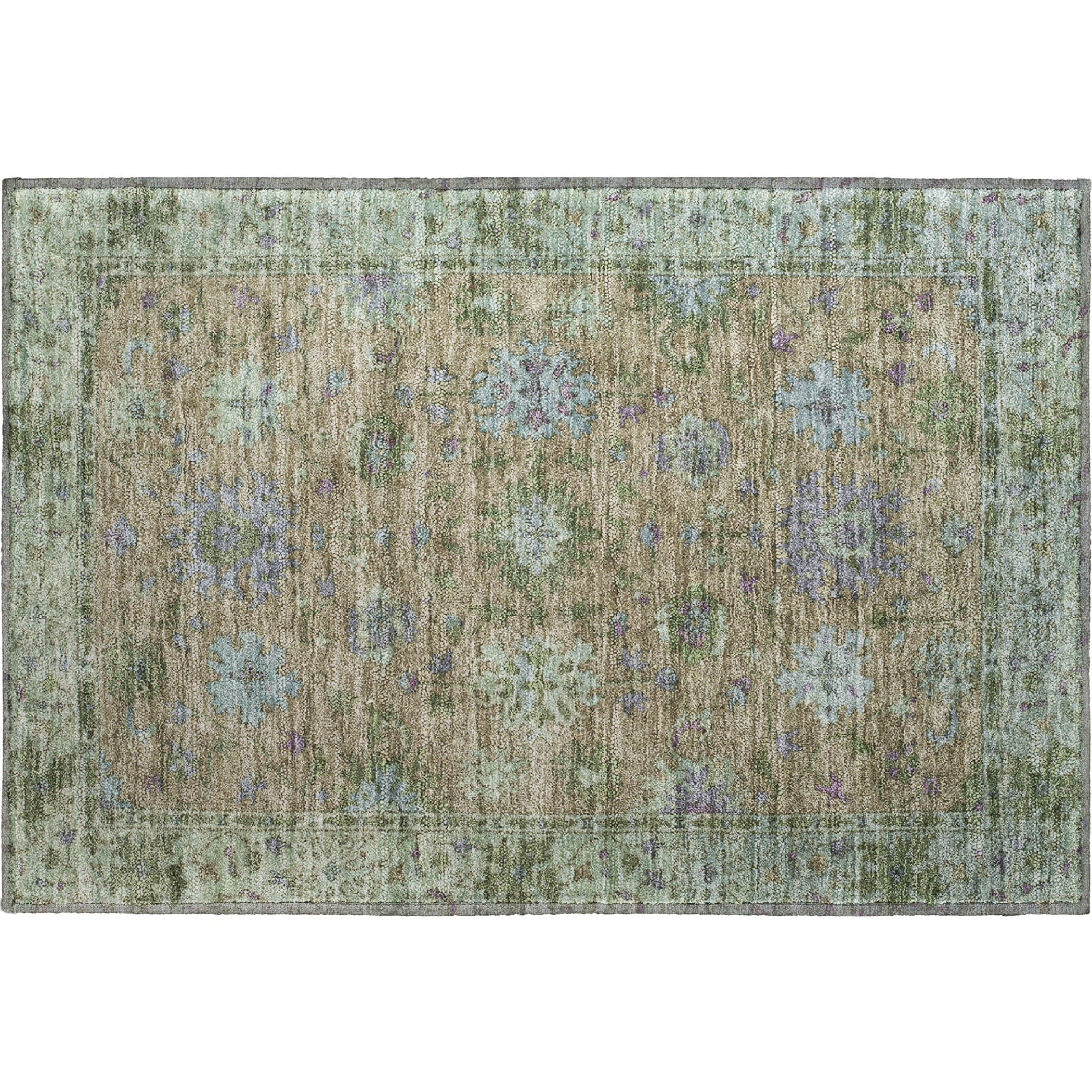 Prague Machine Washable Traditional Brown Rug 1'8" x 2'6" #shape_Rectangle
