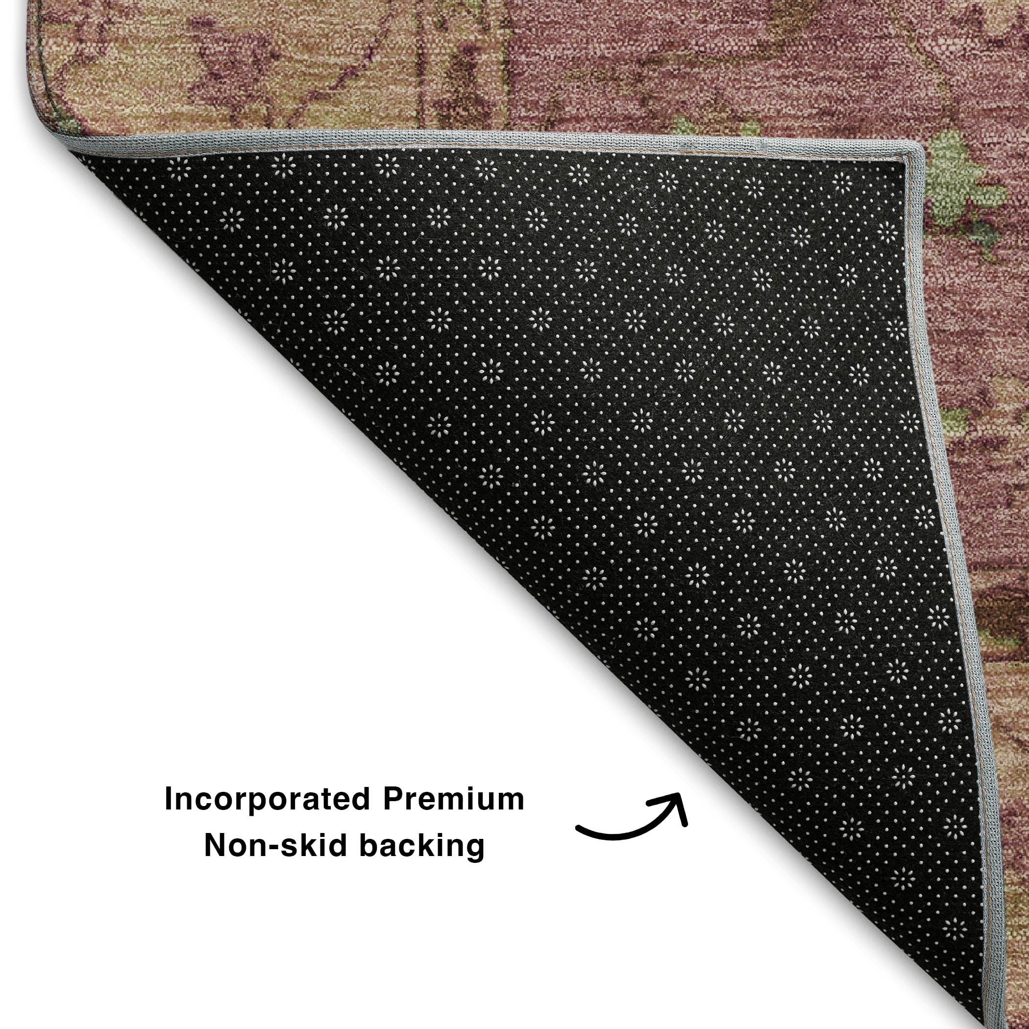Prague Machine Washable Traditional Pink Rug 1'8" x 2'6" #shape_Rectangle