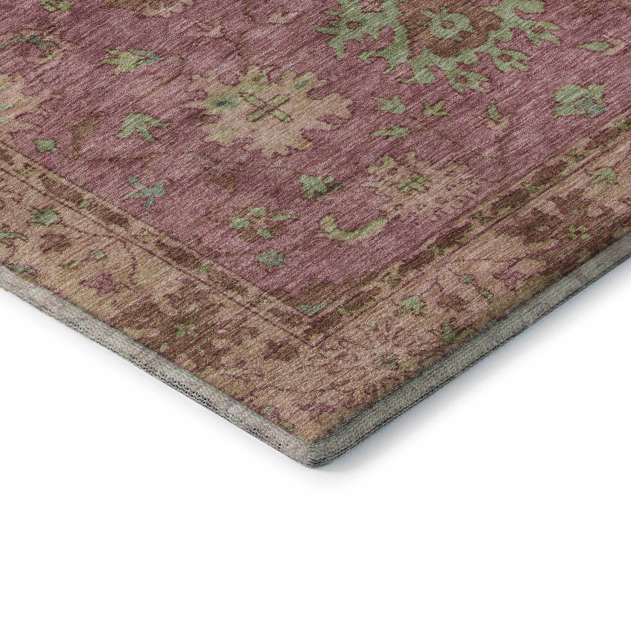 Prague Machine Washable Traditional Pink Rug 1'8" x 2'6" #shape_Rectangle